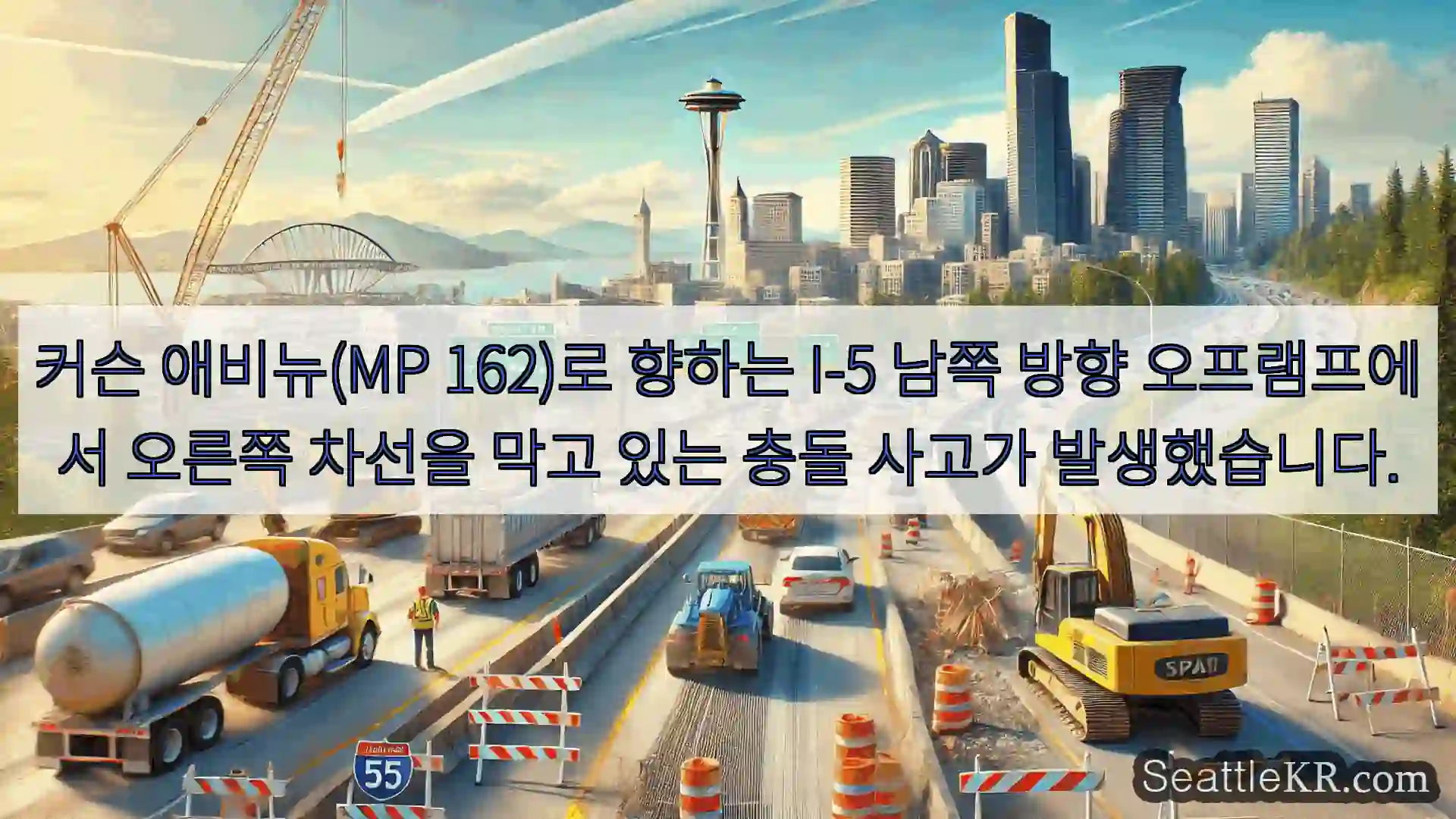 시애틀 교통뉴스 커슨 애비뉴(MP 162)로 향하는 I-5 남쪽 방향