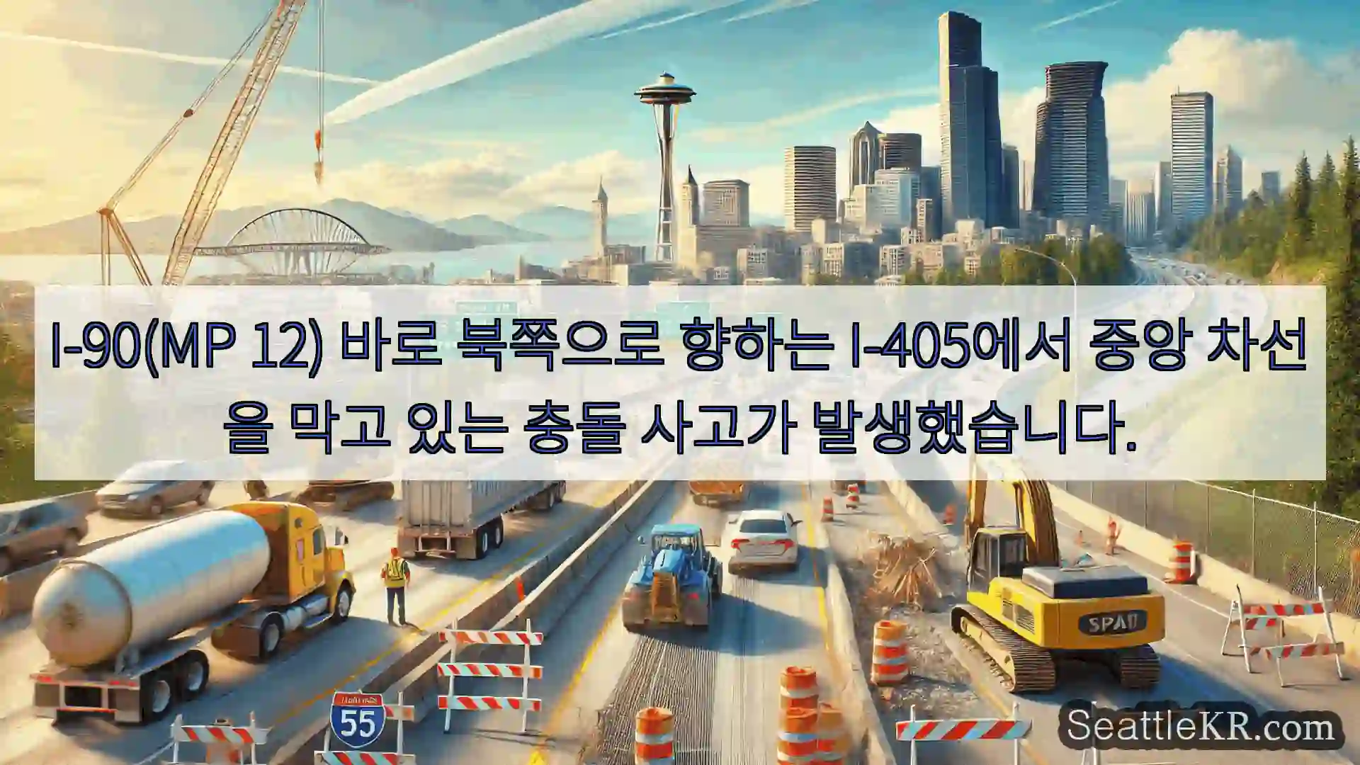시애틀 교통뉴스 I-90(MP 12) 바로 북쪽으로 향하는 I-405에서 중앙