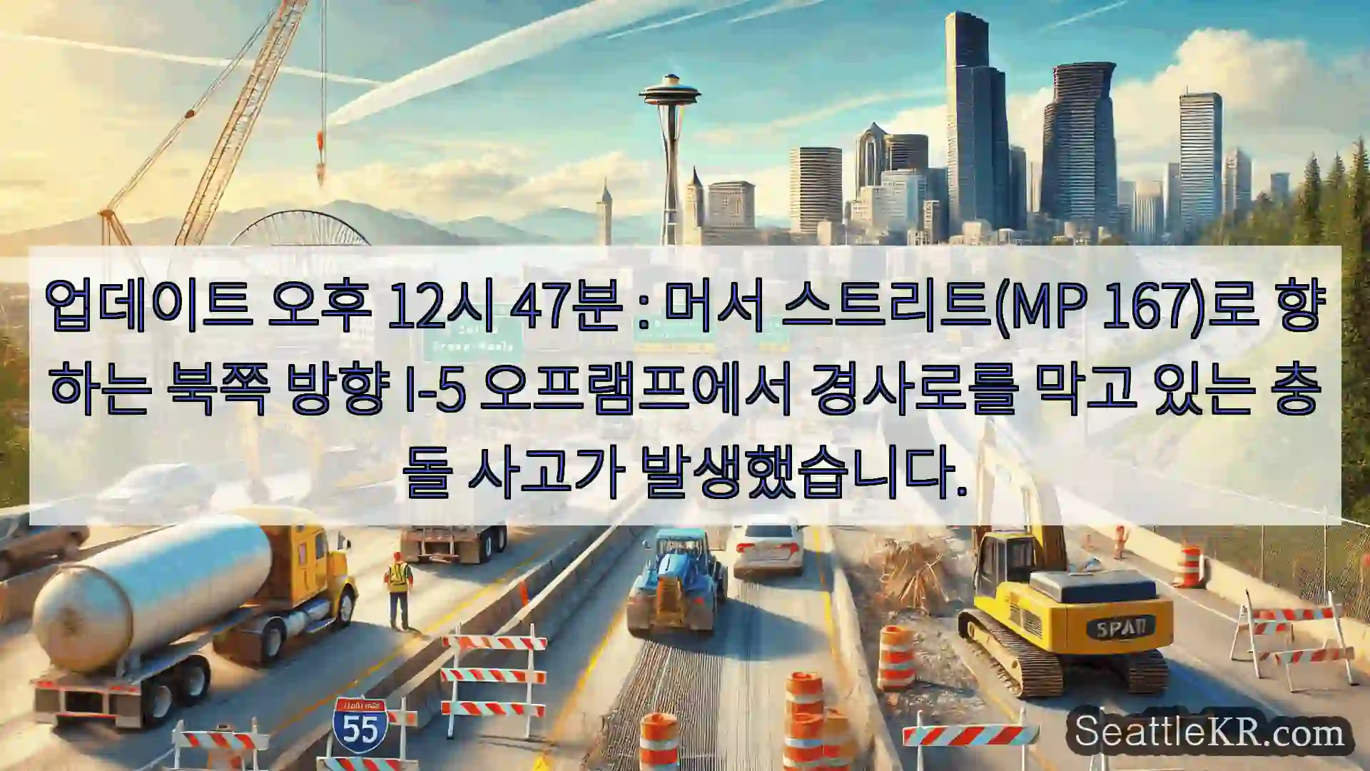 시애틀 교통뉴스 업데이트 오후 12시 47분 : 머서 스트리트(MP 167)로