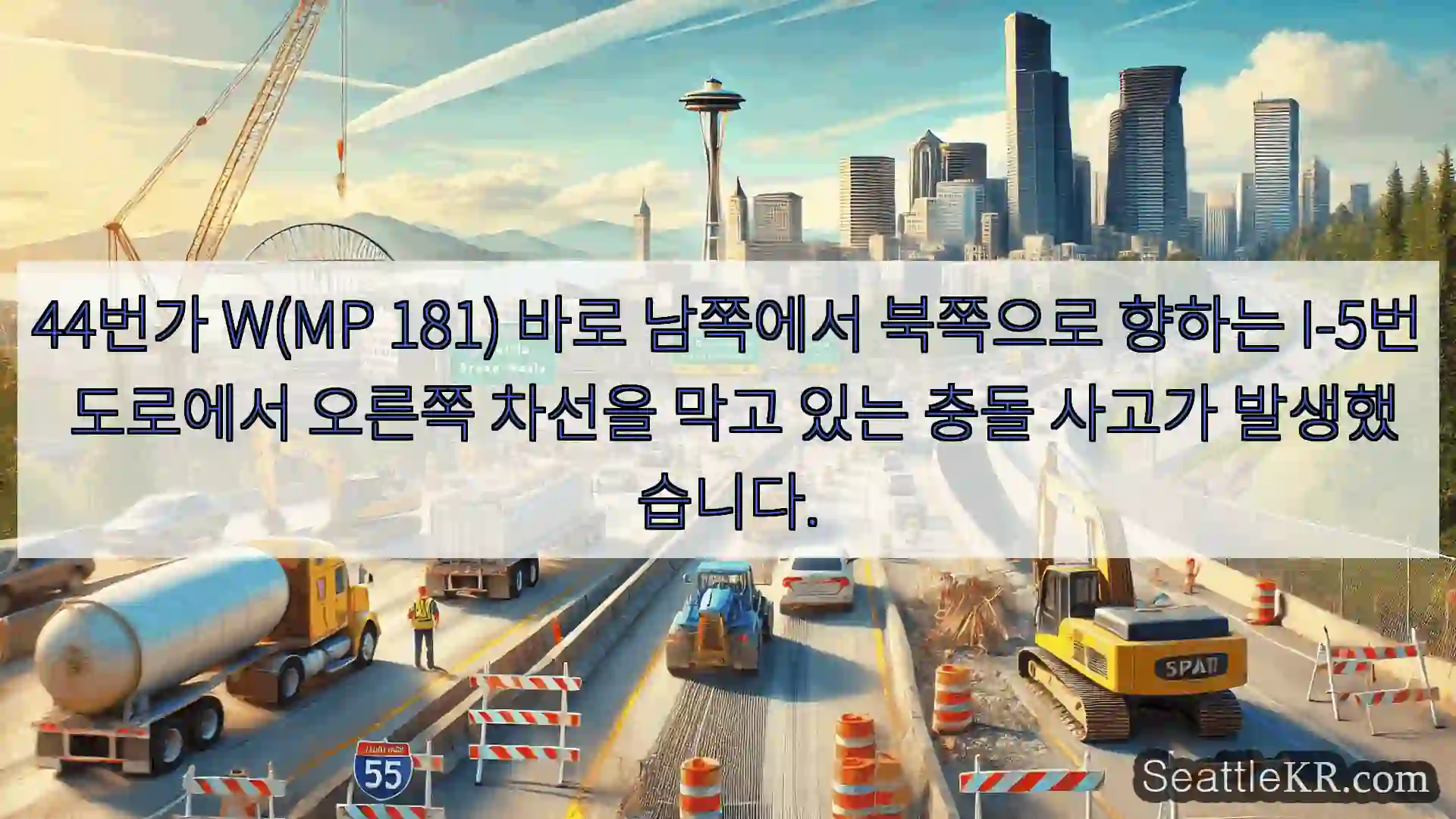 시애틀 교통뉴스 44번가 W(MP 181) 바로 남쪽에서 북쪽으로 향하는