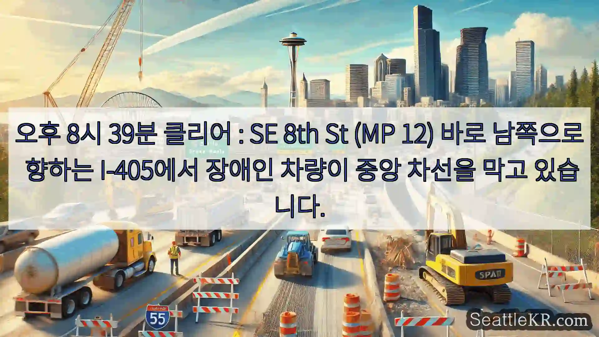시애틀 교통뉴스 오후 8시 39분 클리어 : SE 8th St (MP 12)