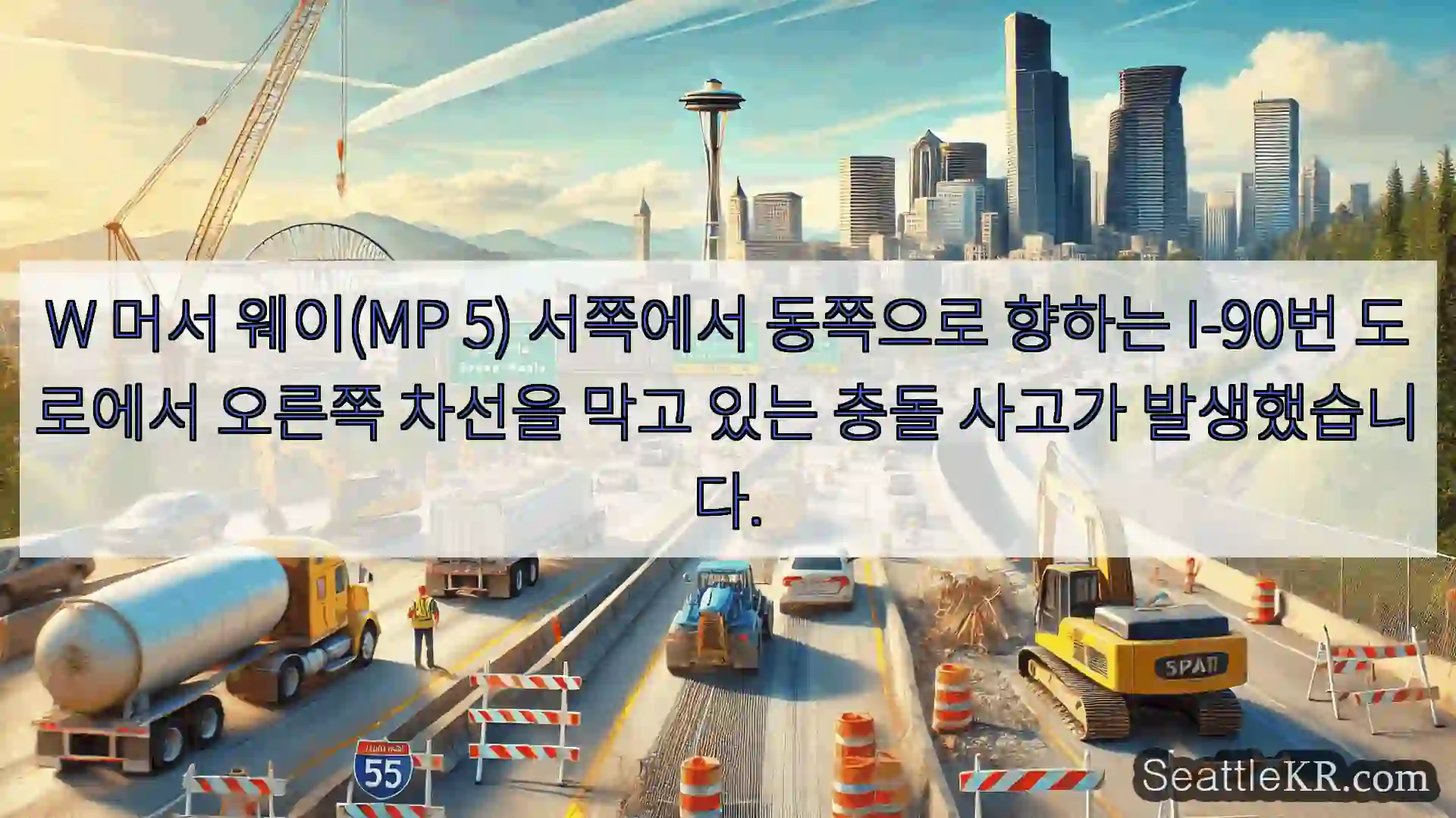 시애틀 교통뉴스 W 머서 웨이(MP 5) 서쪽에서 동쪽으로 향하는 I-90번