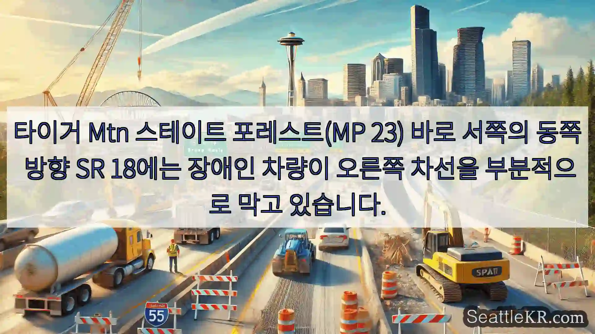 시애틀 교통뉴스 타이거 Mtn 스테이트 포레스트(MP 23) 바로 서쪽의 동쪽