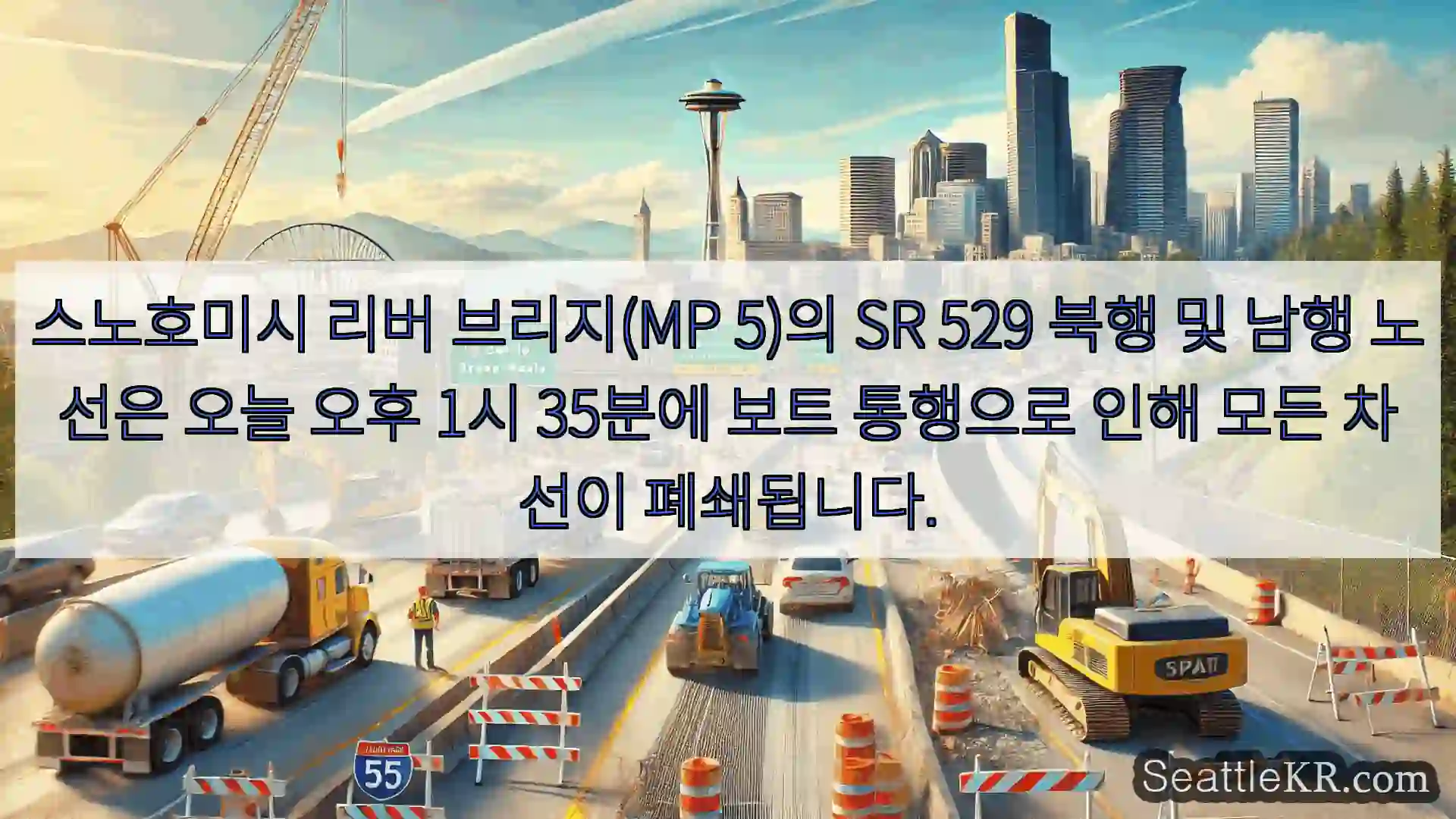 시애틀 교통뉴스 스노호미시 리버 브리지(MP 5)의 SR 529 북행 및 남행