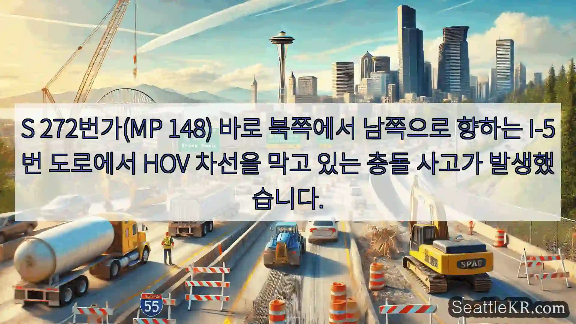 시애틀 교통뉴스 S 272번가(MP 148) 바로 북쪽에서 남쪽으로 향하는