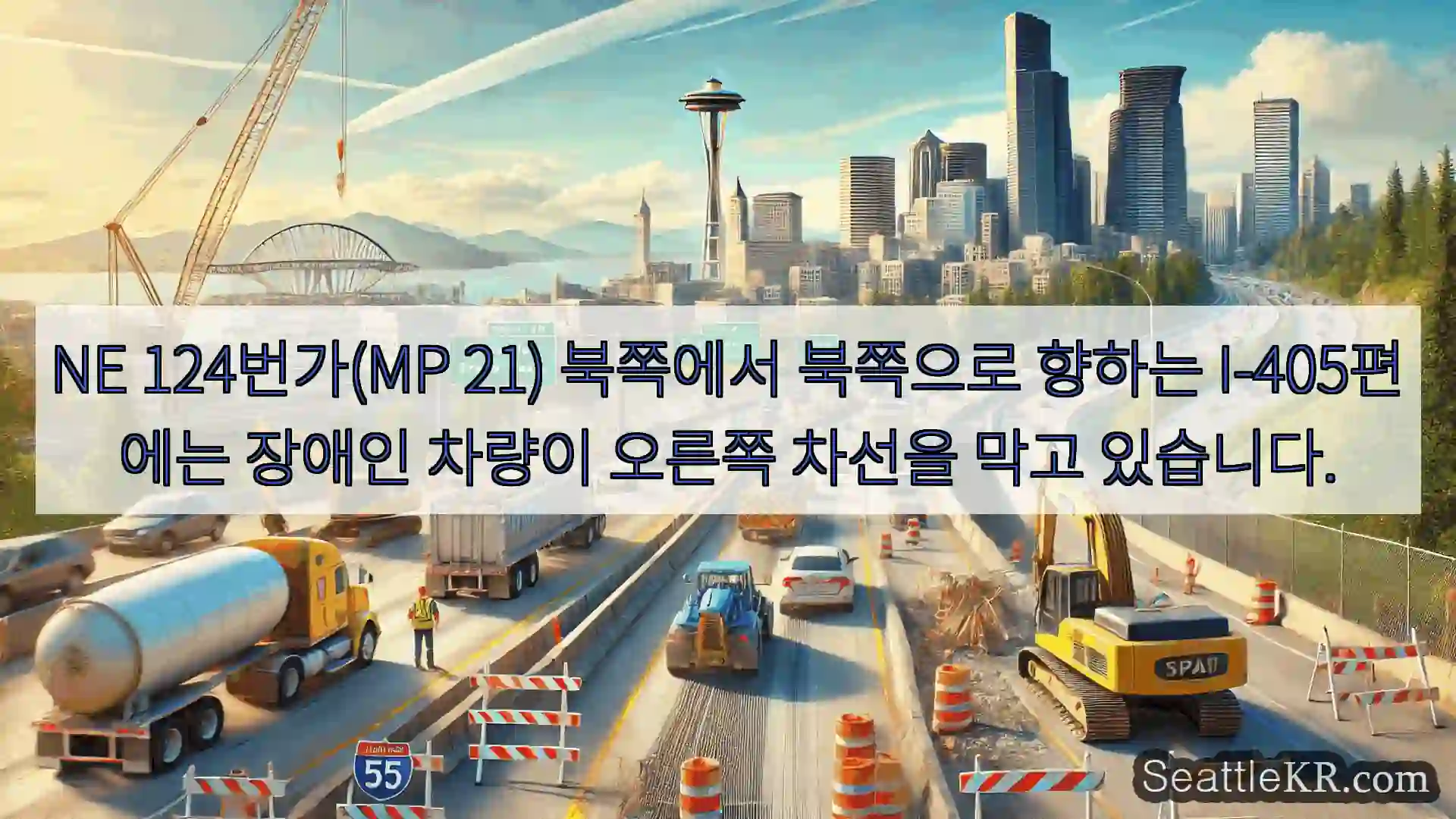 시애틀 교통뉴스 NE 124번가(MP 21) 북쪽에서 북쪽으로 향하는