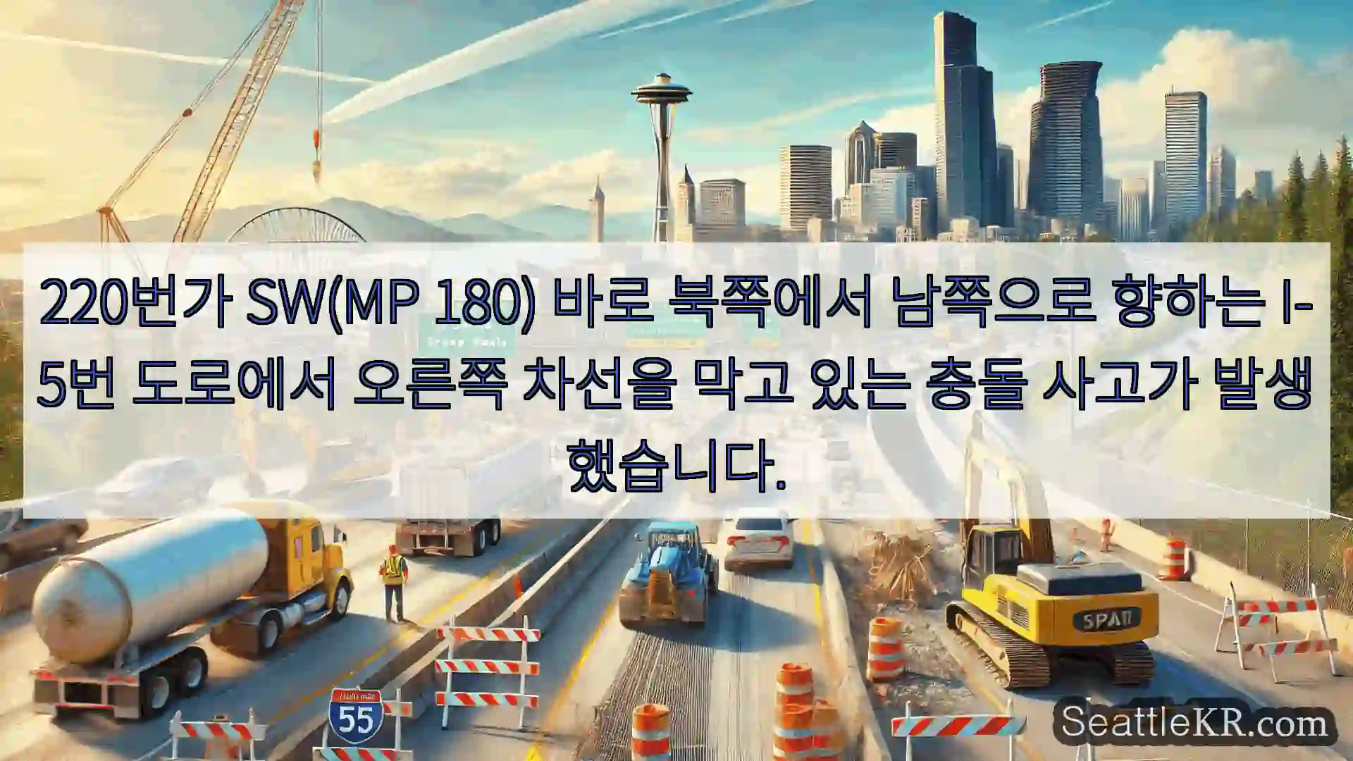 시애틀 교통뉴스 220번가 SW(MP 180) 바로 북쪽에서 남쪽으로 향하는