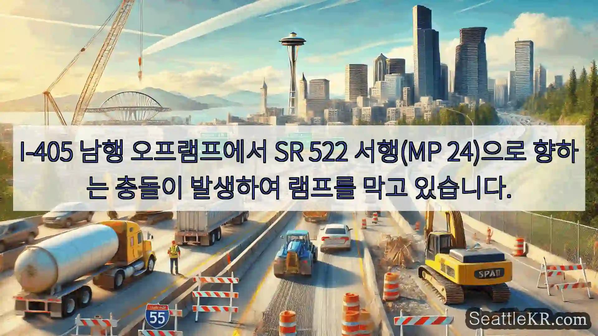 시애틀 교통뉴스 I-405 남행 오프램프에서 SR 522 서행(MP 24)으로