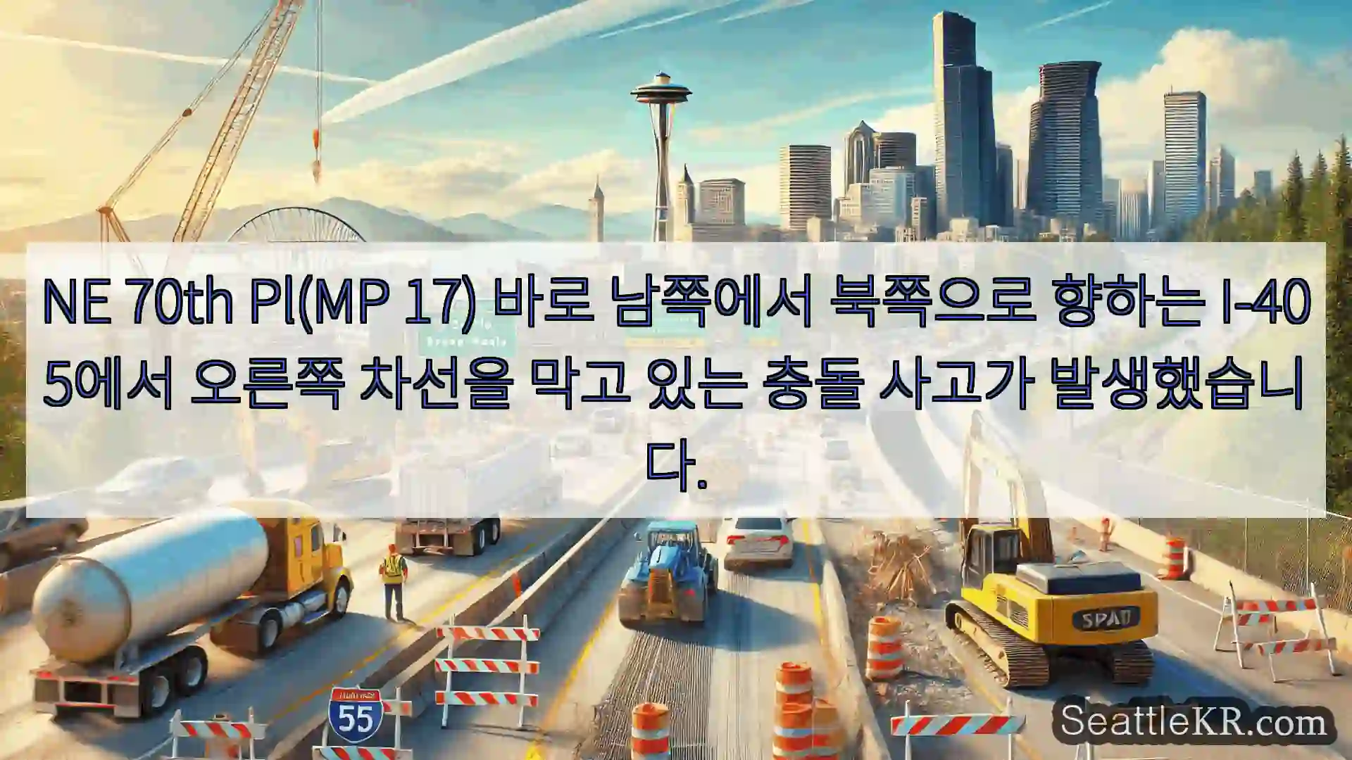 시애틀 교통뉴스 NE 70th Pl(MP 17) 바로 남쪽에서 북쪽으로 향하는