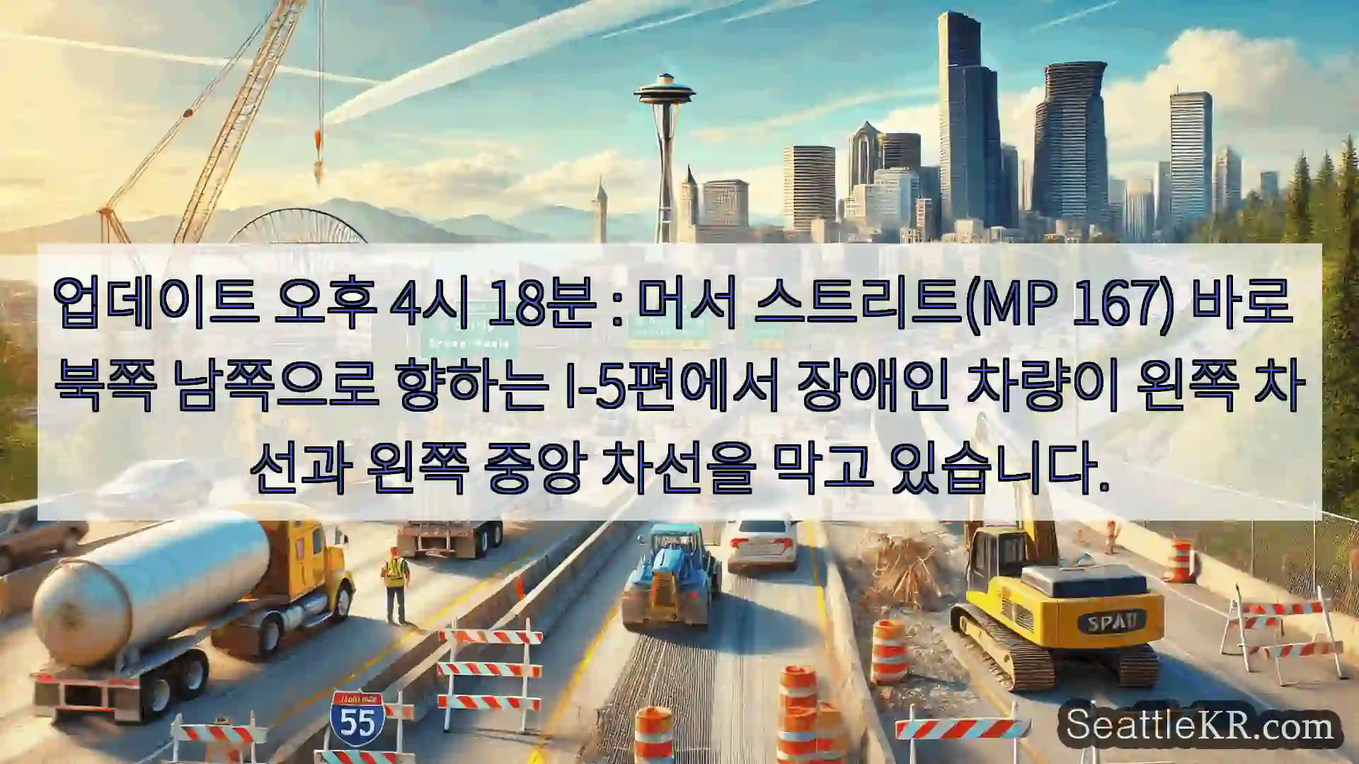 시애틀 교통뉴스 업데이트 오후 4시 18분 : 머서 스트리트(MP 167)