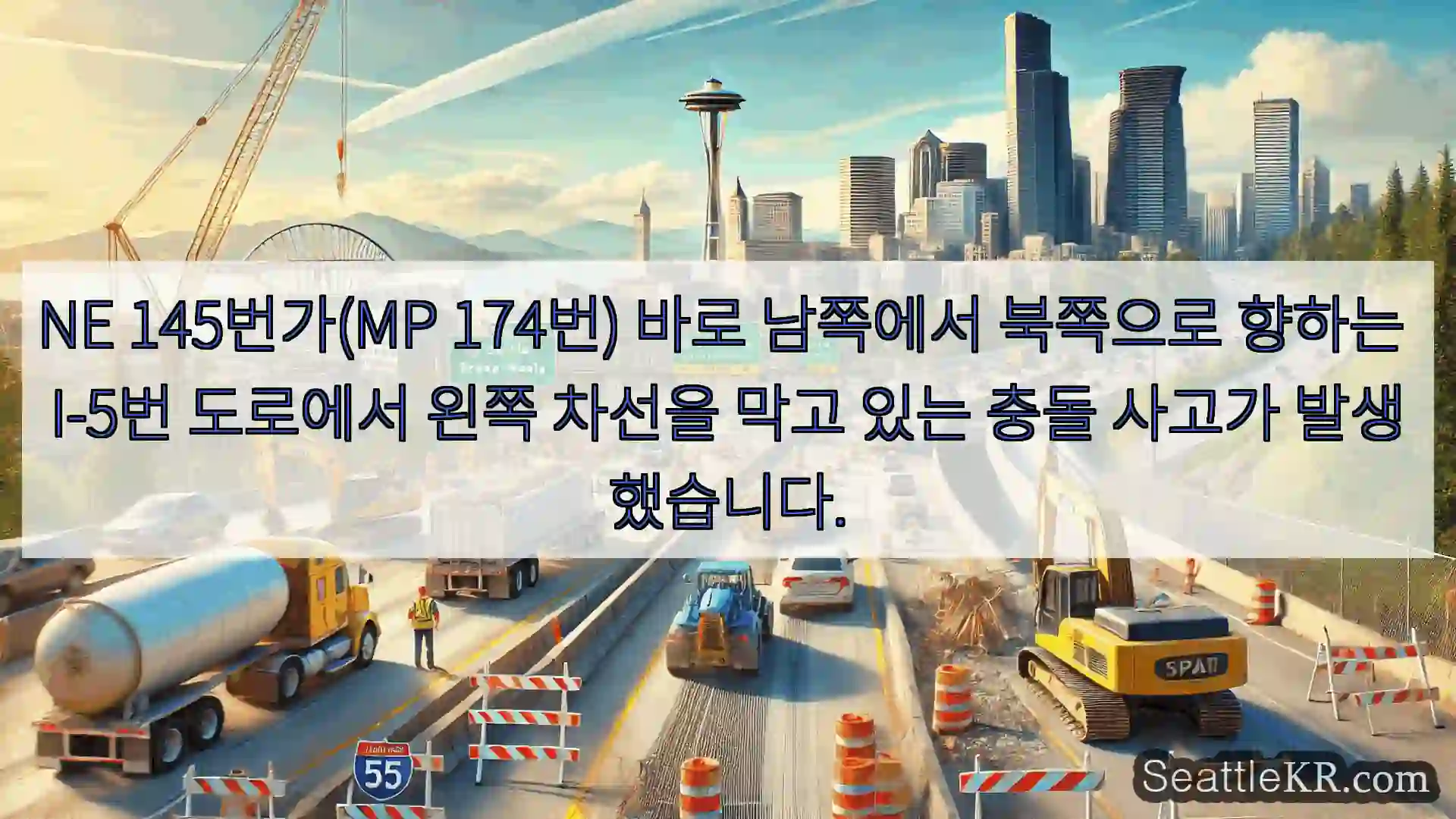 시애틀 교통뉴스 NE 145번가(MP 174번) 바로 남쪽에서 북쪽으로 향하는