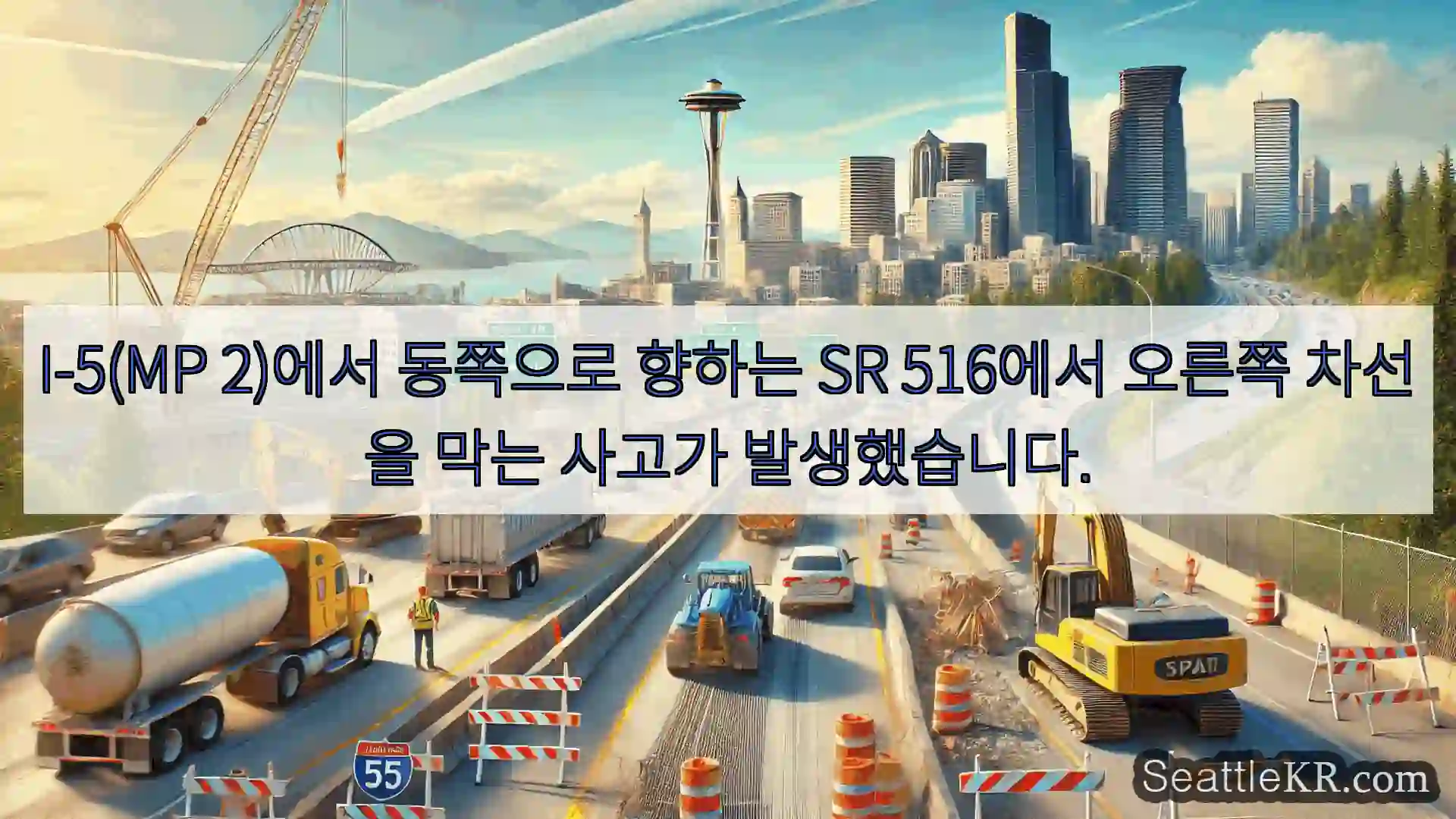 시애틀 교통뉴스 I-5(MP 2)에서 동쪽으로 향하는 SR 516에서 오른쪽