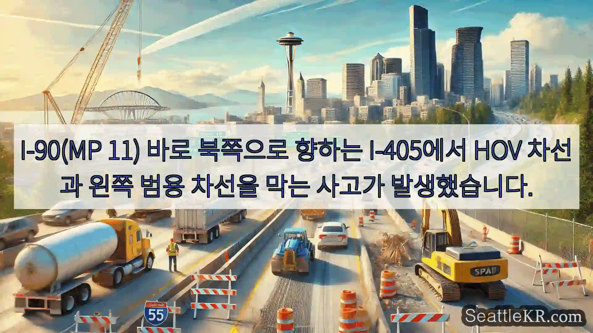 시애틀 교통뉴스 I-90(MP 11) 바로 북쪽으로 향하는 I-405에서