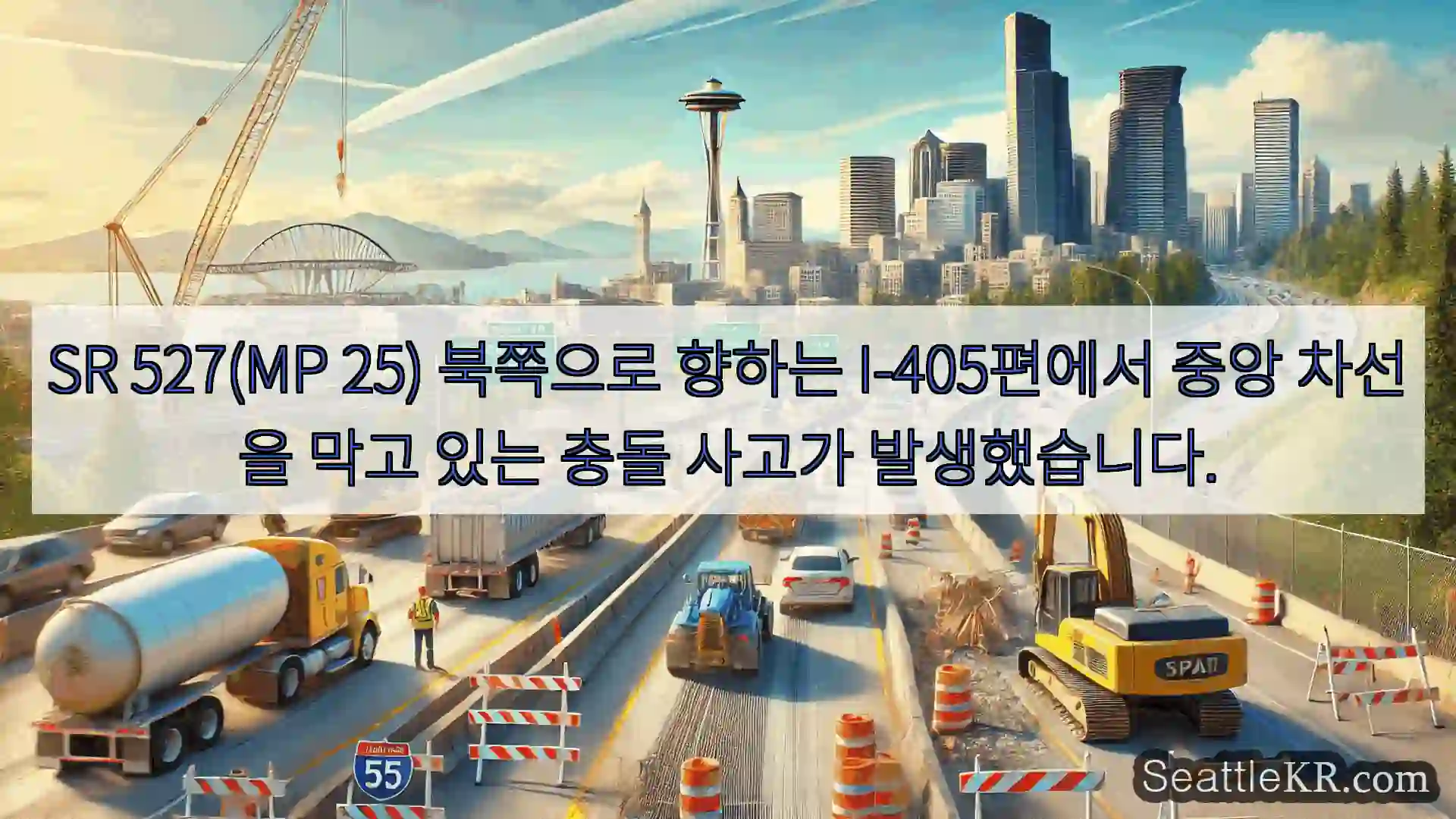 시애틀 교통뉴스 SR 527(MP 25) 북쪽으로 향하는 I-405편에서 중앙