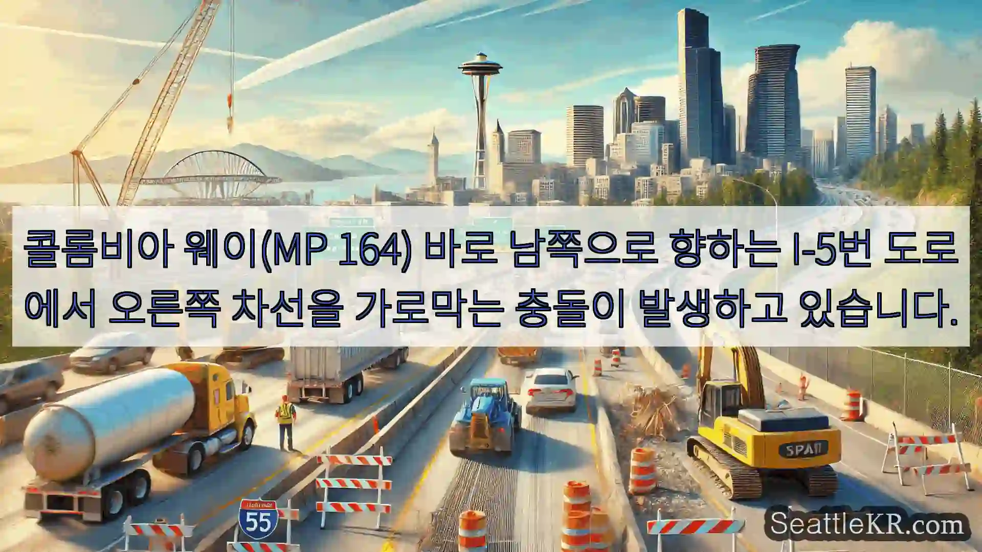 시애틀 교통뉴스 콜롬비아 웨이(MP 164) 바로 남쪽으로 향하는 I-5번