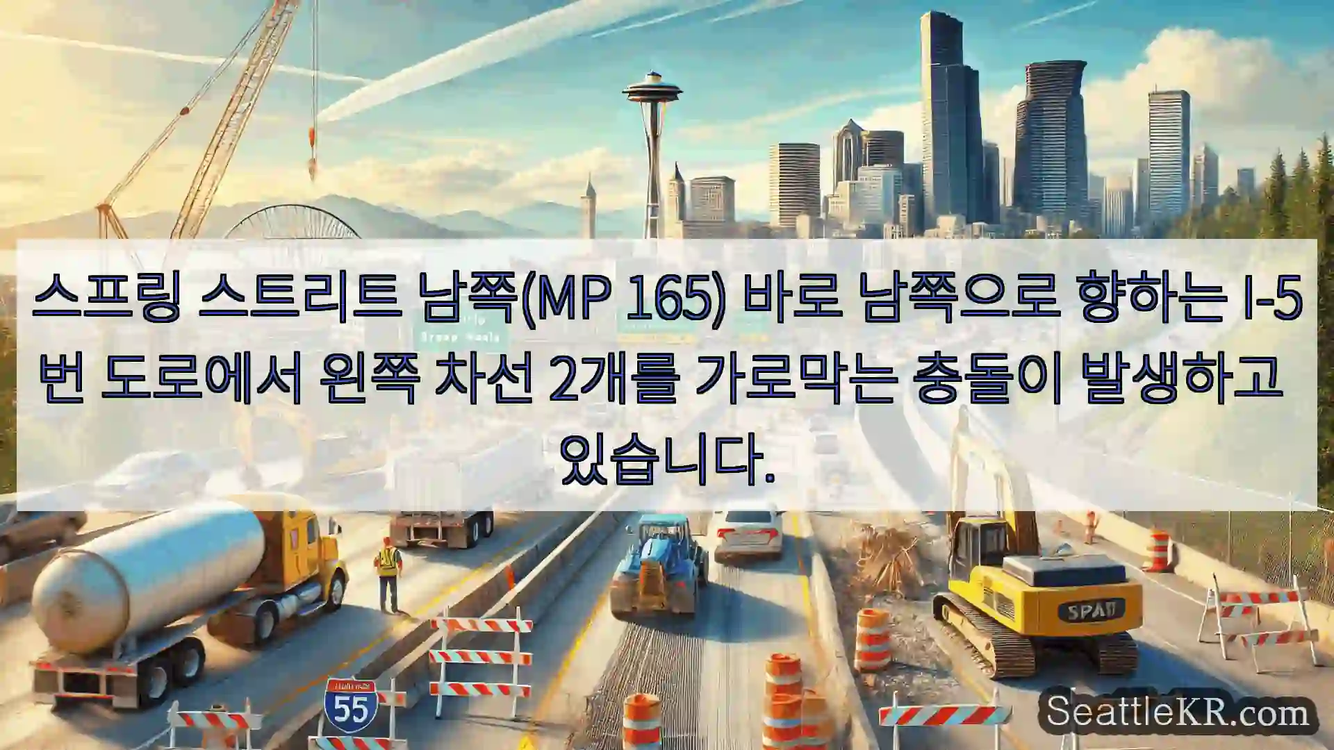 시애틀 교통뉴스 스프링 스트리트 남쪽(MP 165) 바로 남쪽으로 향하는