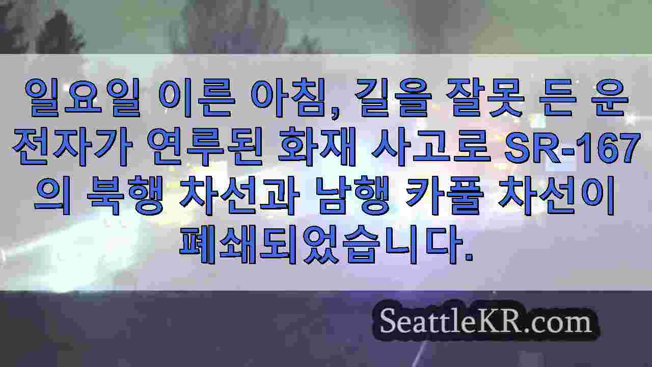 길을 잘못 든 운전자가 SR 167에서 화재 사고로 1명이 중상을