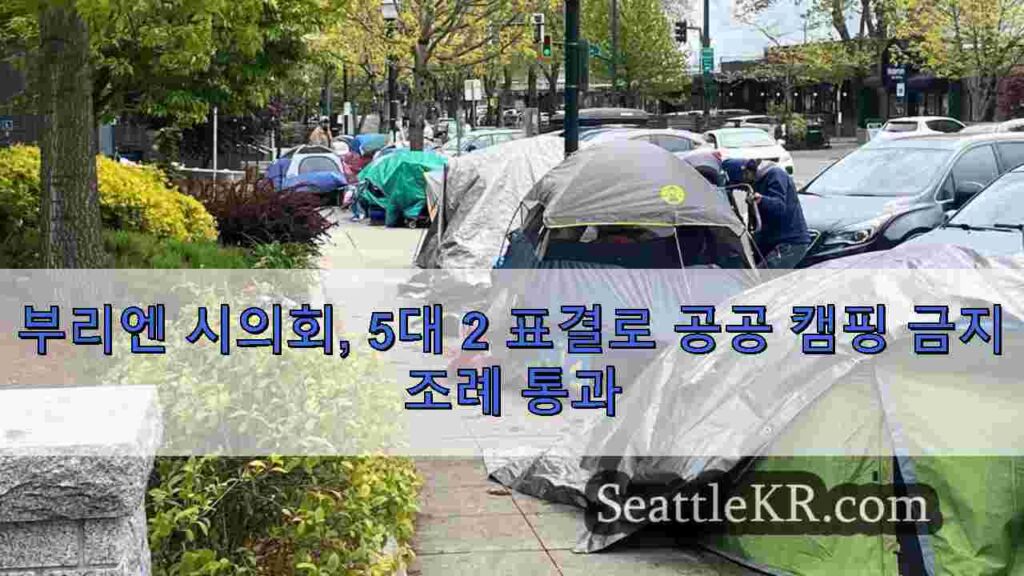 부리엔 시의회, 5대 2 표결로 공공 캠핑 금지 조례 통과