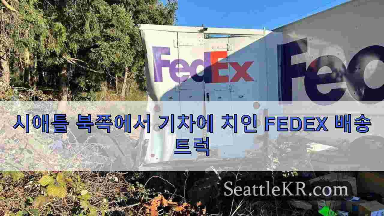 시애틀 북쪽에서 기차에 치인 FedEx 배송 트럭