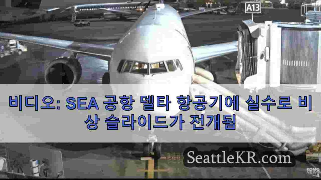 비디오: SEA 공항 델타 항공기에 실수로 비상 슬라이드가 전개됨