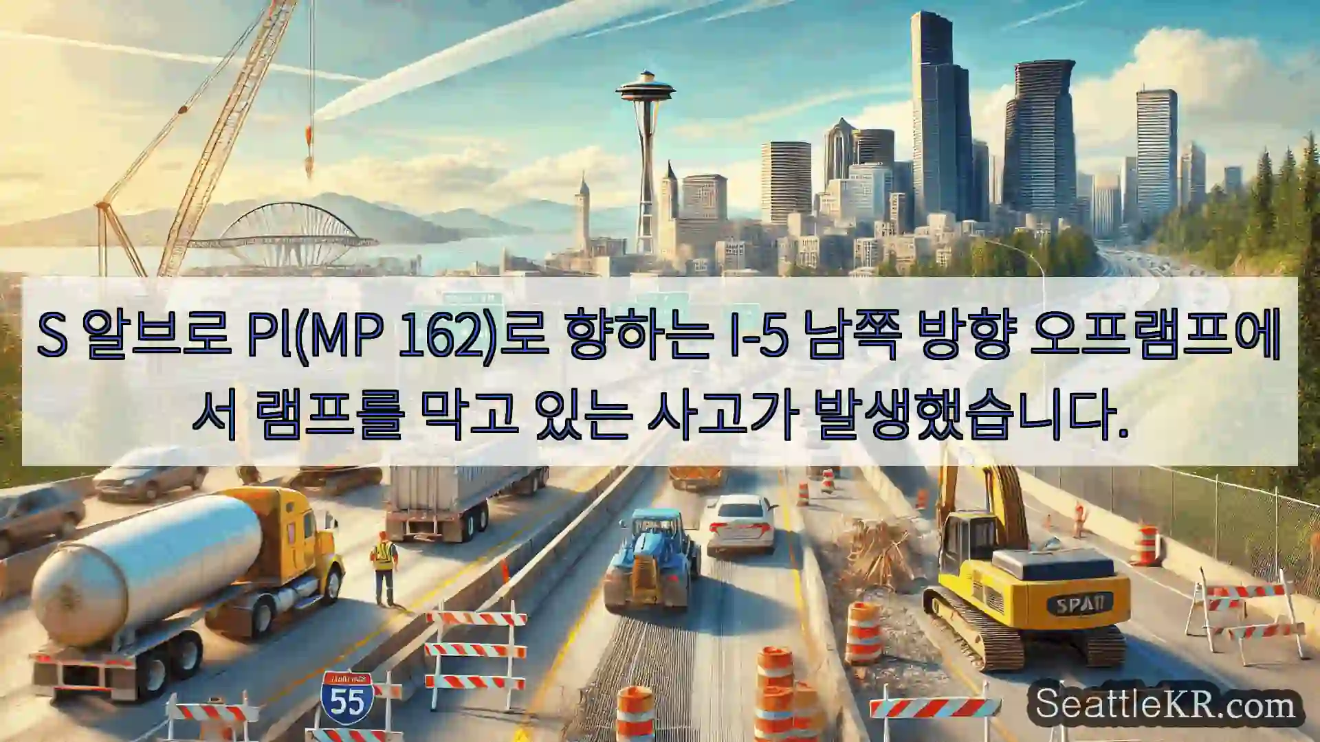 시애틀 교통뉴스 S 알브로 Pl(MP 162)로 향하는 I-5 남쪽 방향