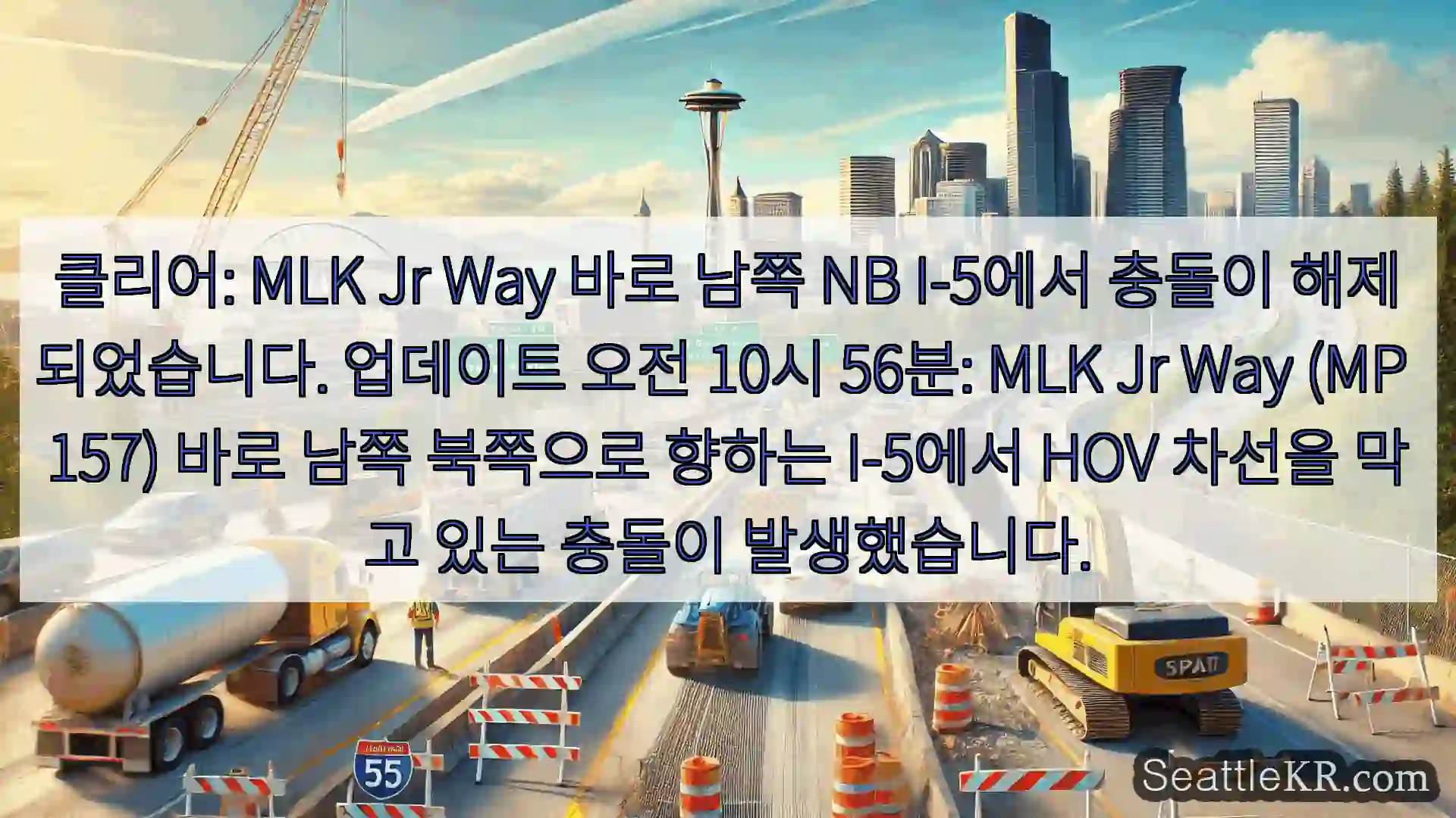 시애틀 교통뉴스 클리어: MLK Jr Way 바로 남쪽 NB I-5에서 충돌이