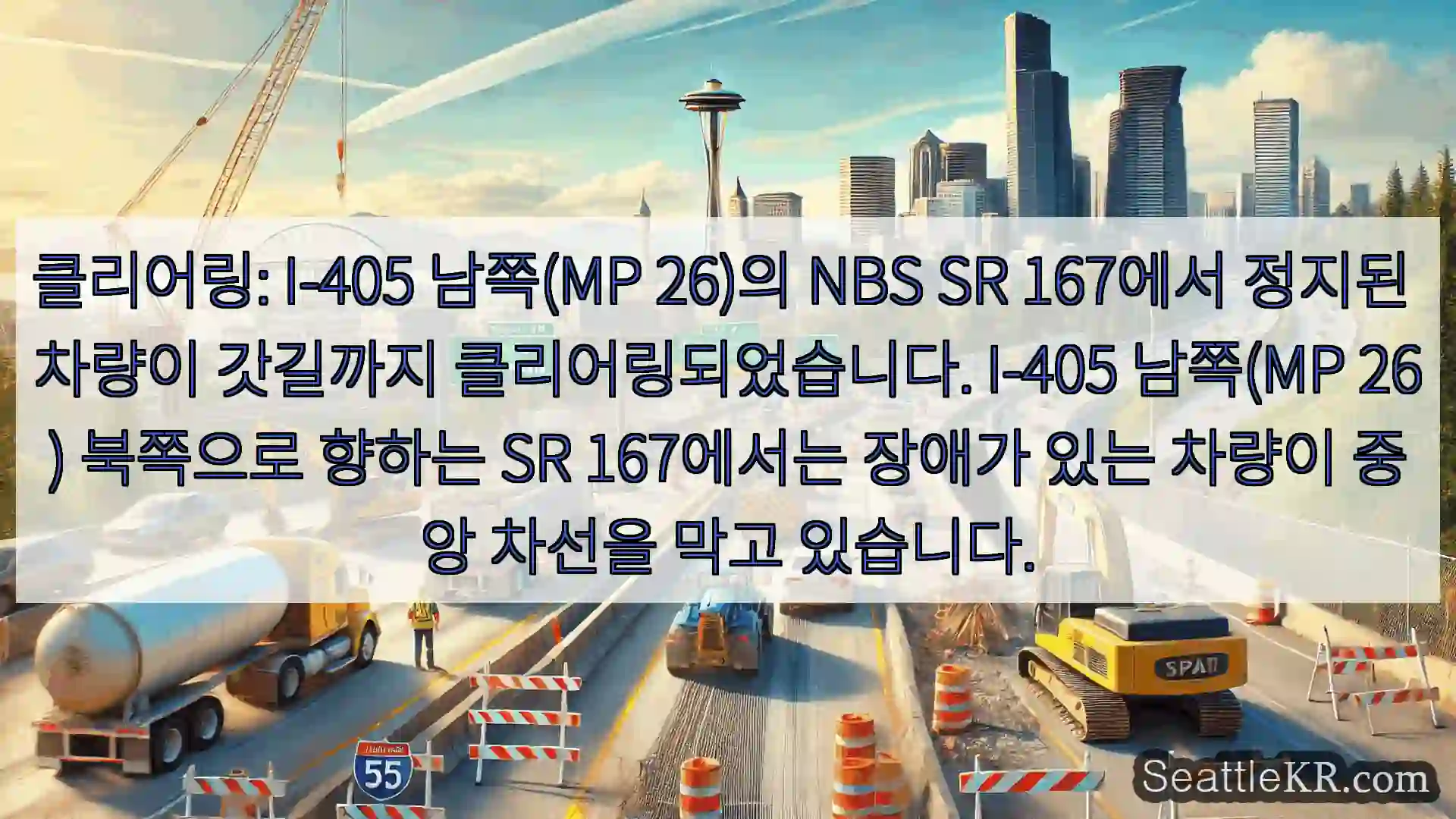 시애틀 교통뉴스 클리어링: I-405 남쪽(MP 26)의 NBS SR