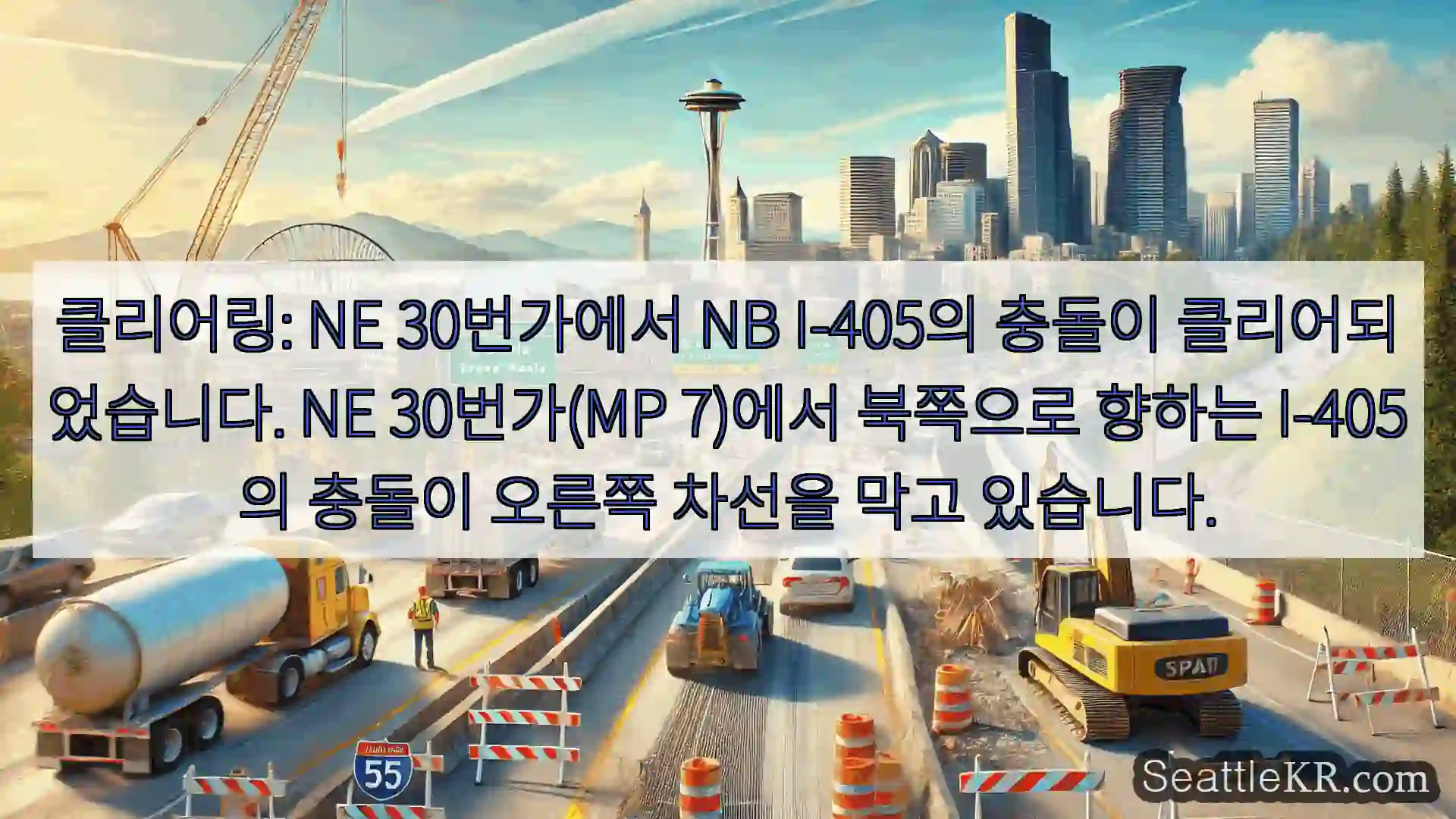 시애틀 교통뉴스 클리어링: NE 30번가에서 NB I-405의 충돌이