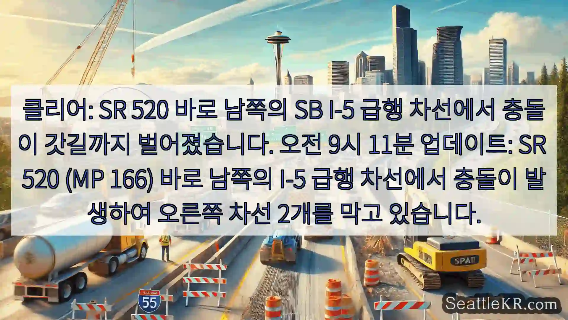 시애틀 교통뉴스 클리어: SR 520 바로 남쪽의 SB I-5 급행 차선에서