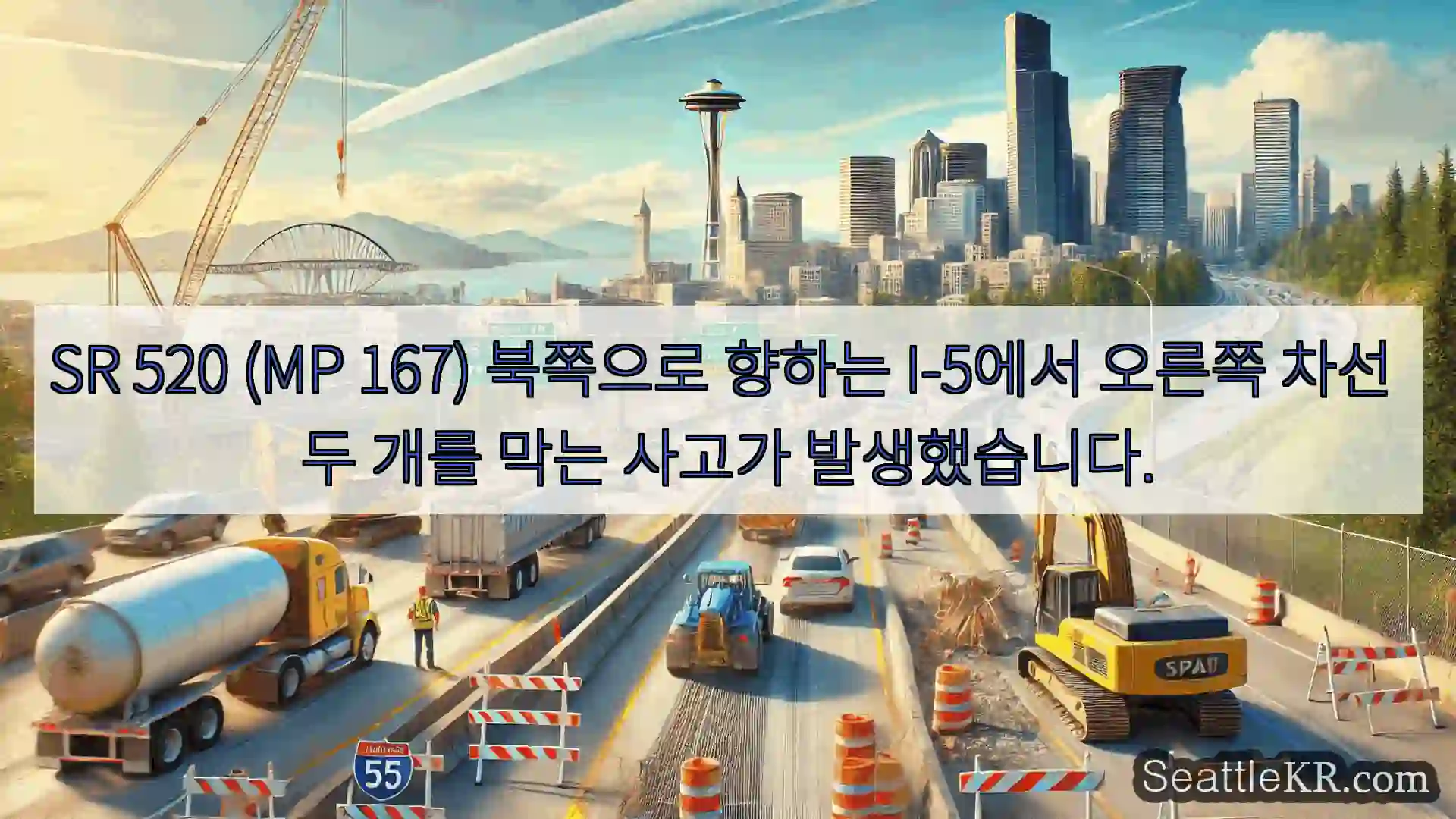 시애틀 교통뉴스 SR 520 (MP 167) 북쪽으로 향하는 I-5에서 오른쪽