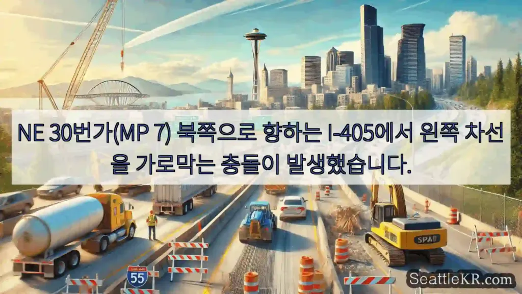 시애틀 교통뉴스 NE 30번가(MP 7) 북쪽으로 향하는 I-405에서 왼쪽