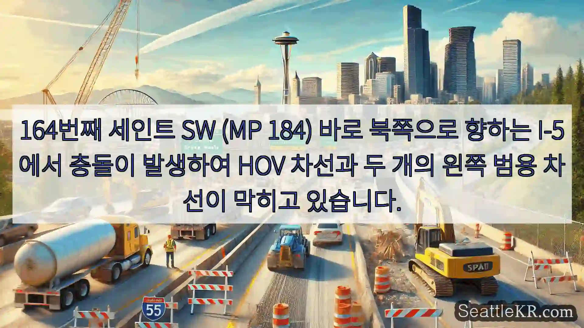 시애틀 교통뉴스 164번째 세인트 SW (MP 184) 바로 북쪽으로 향하는