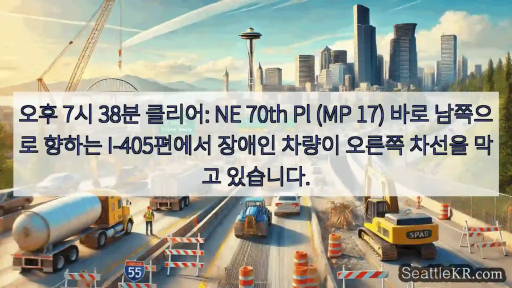 시애틀 교통뉴스 오후 7시 38분 클리어: NE 70th Pl (MP 17)