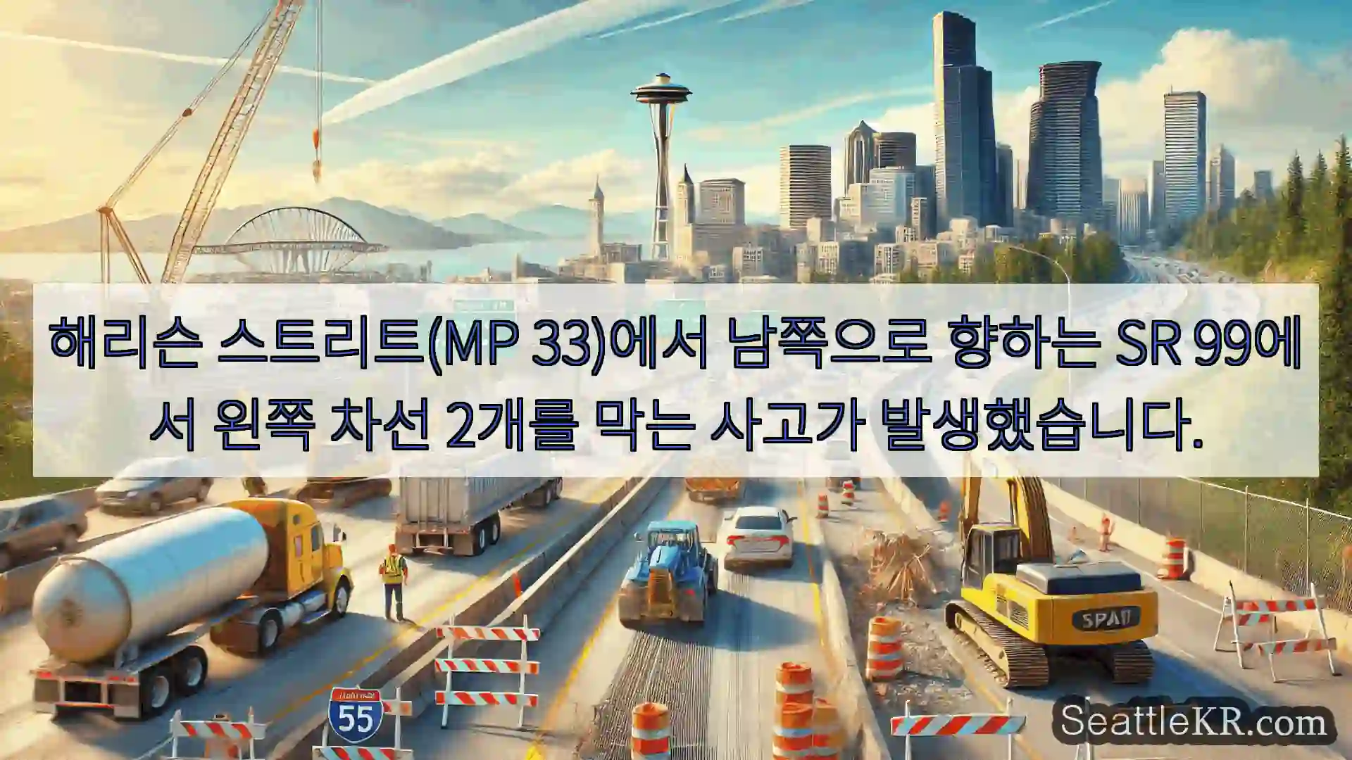 시애틀 교통뉴스 해리슨 스트리트(MP 33)에서 남쪽으로 향하는 SR 99에서