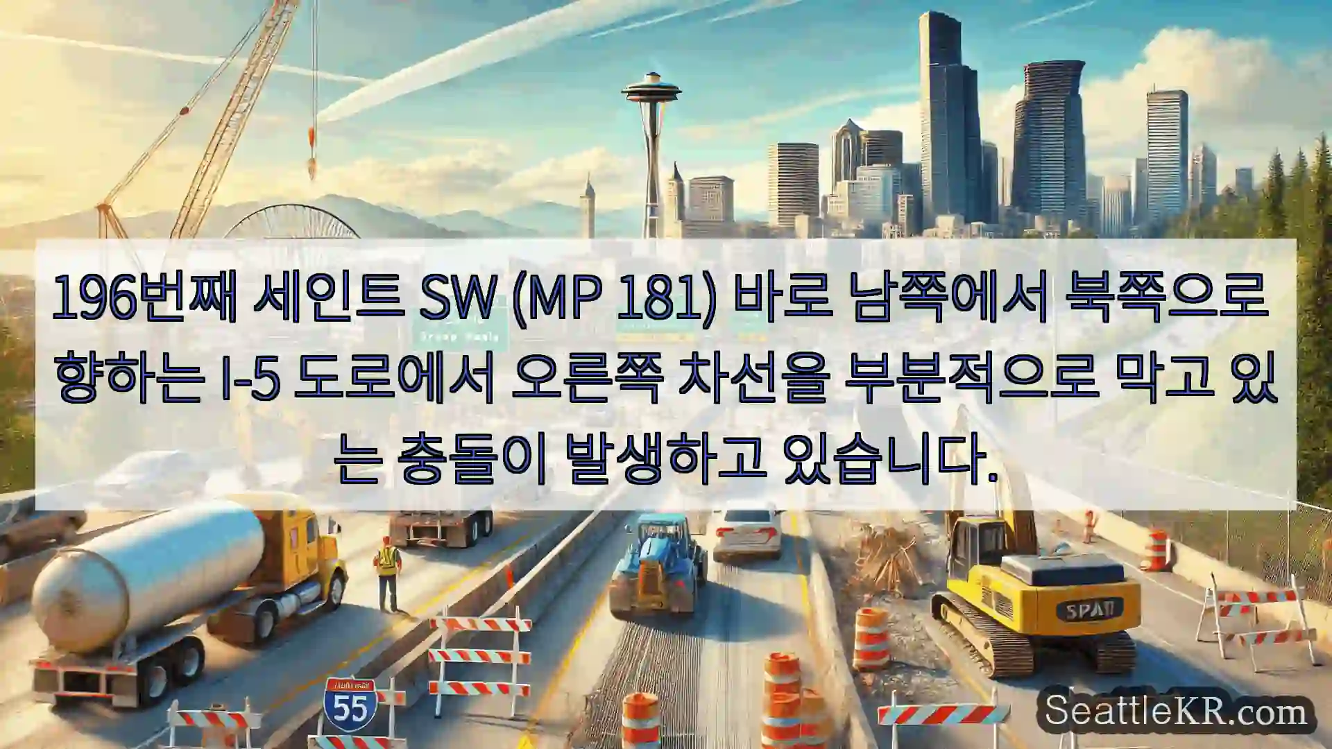 시애틀 교통뉴스 196번째 세인트 SW (MP 181) 바로 남쪽에서 북쪽으로