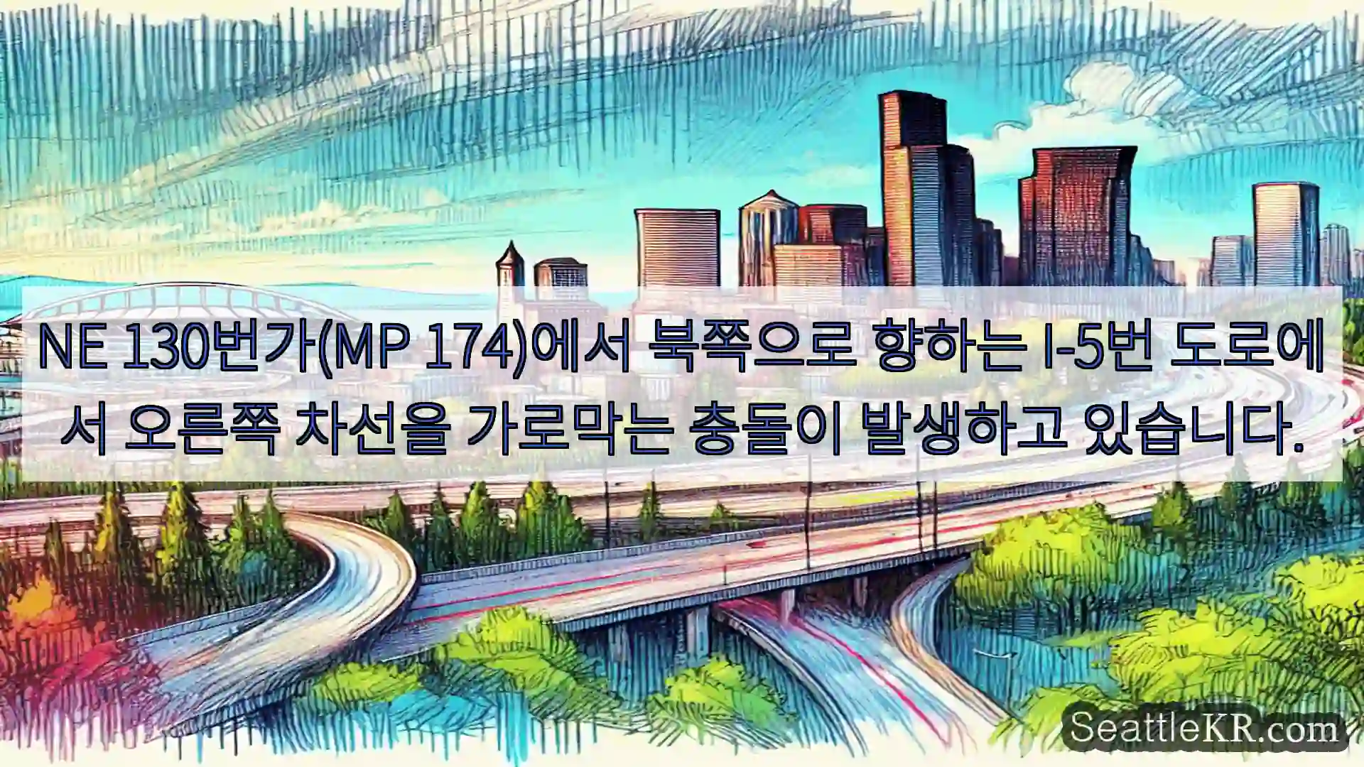 시애틀 교통뉴스 NE 130번가(MP 174)에서 북쪽으로 향하는 I-5번