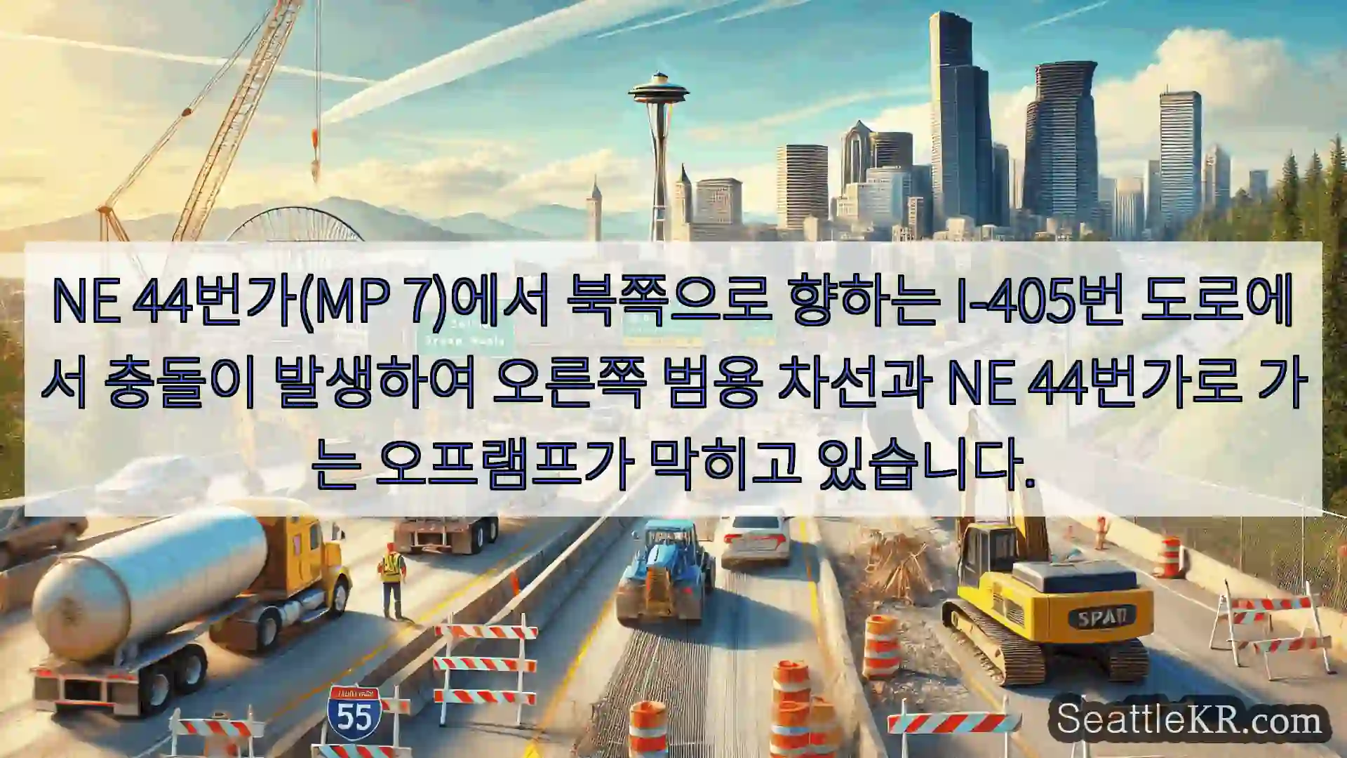 시애틀 교통뉴스 NE 44번가(MP 7)에서 북쪽으로 향하는 I-405번