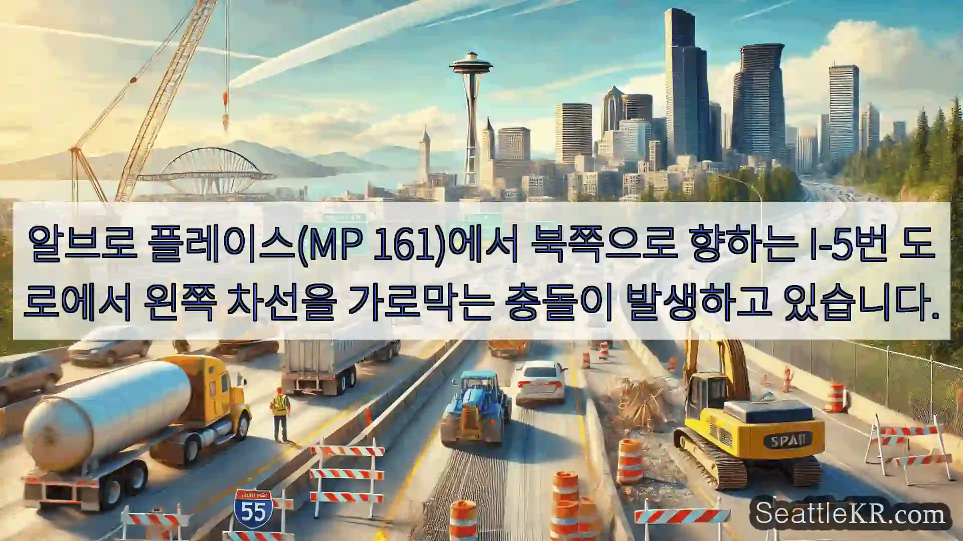 시애틀 교통뉴스 알브로 플레이스(MP 161)에서 북쪽으로 향하는 I-5번