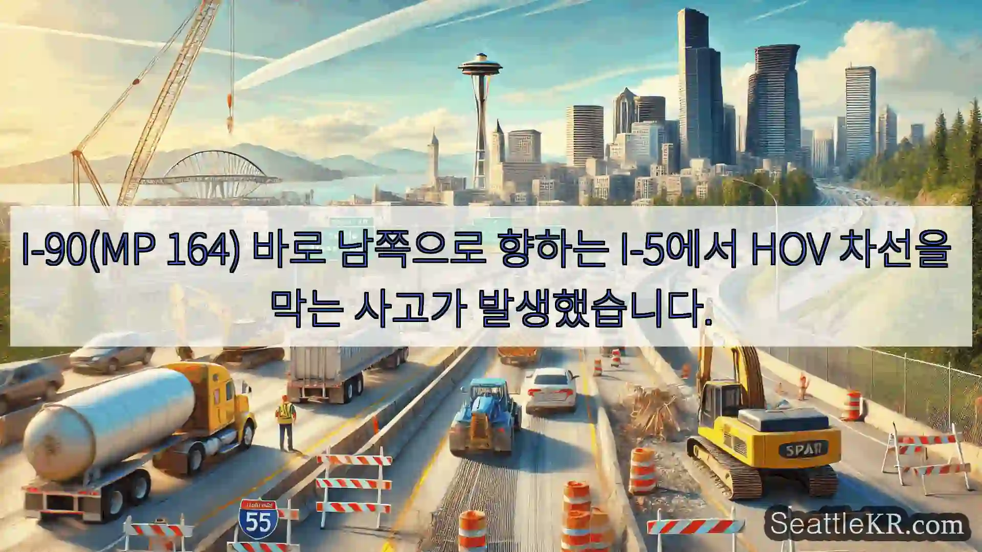 시애틀 교통뉴스 I-90(MP 164) 바로 남쪽으로 향하는 I-5에서 HOV