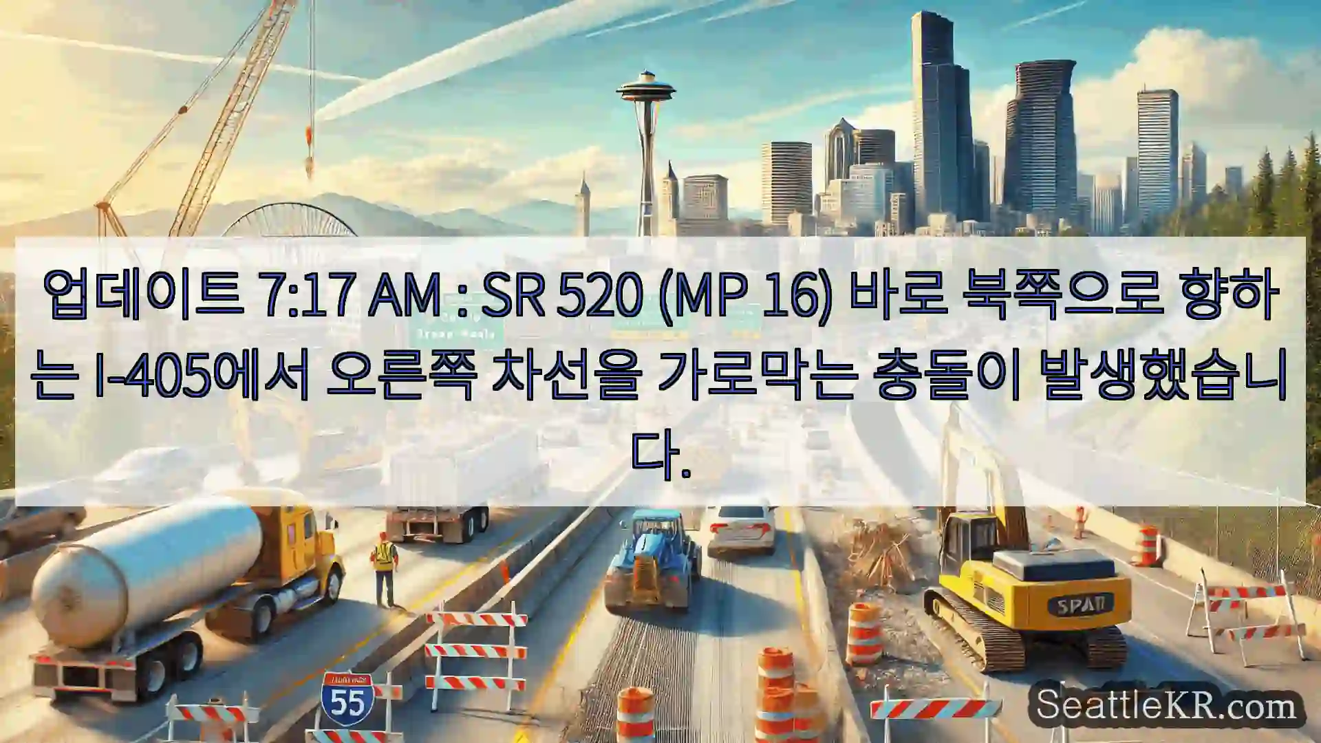 시애틀 교통뉴스 업데이트 7:17 AM : SR 520 (MP 16) 바로