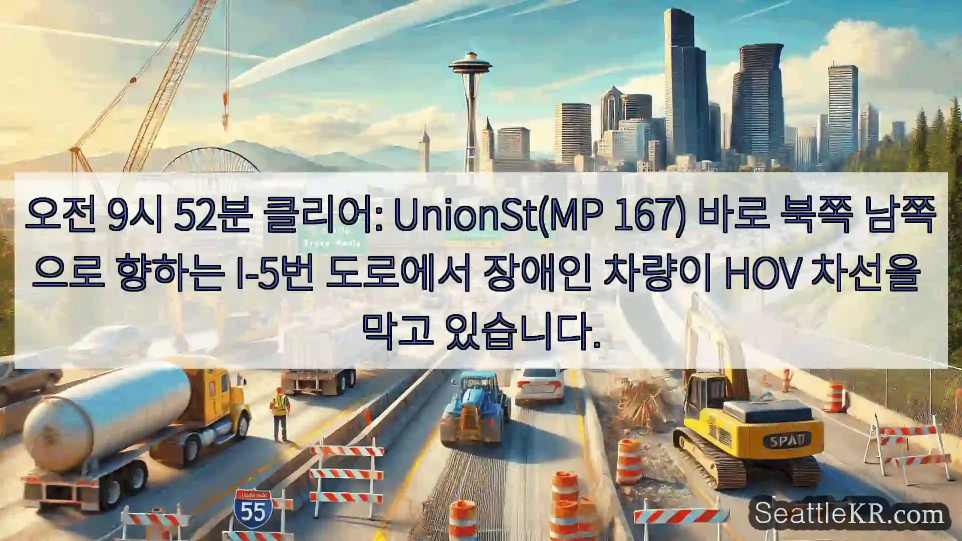 시애틀 교통뉴스 오전 9시 52분 클리어: UnionSt(MP 167) 바로