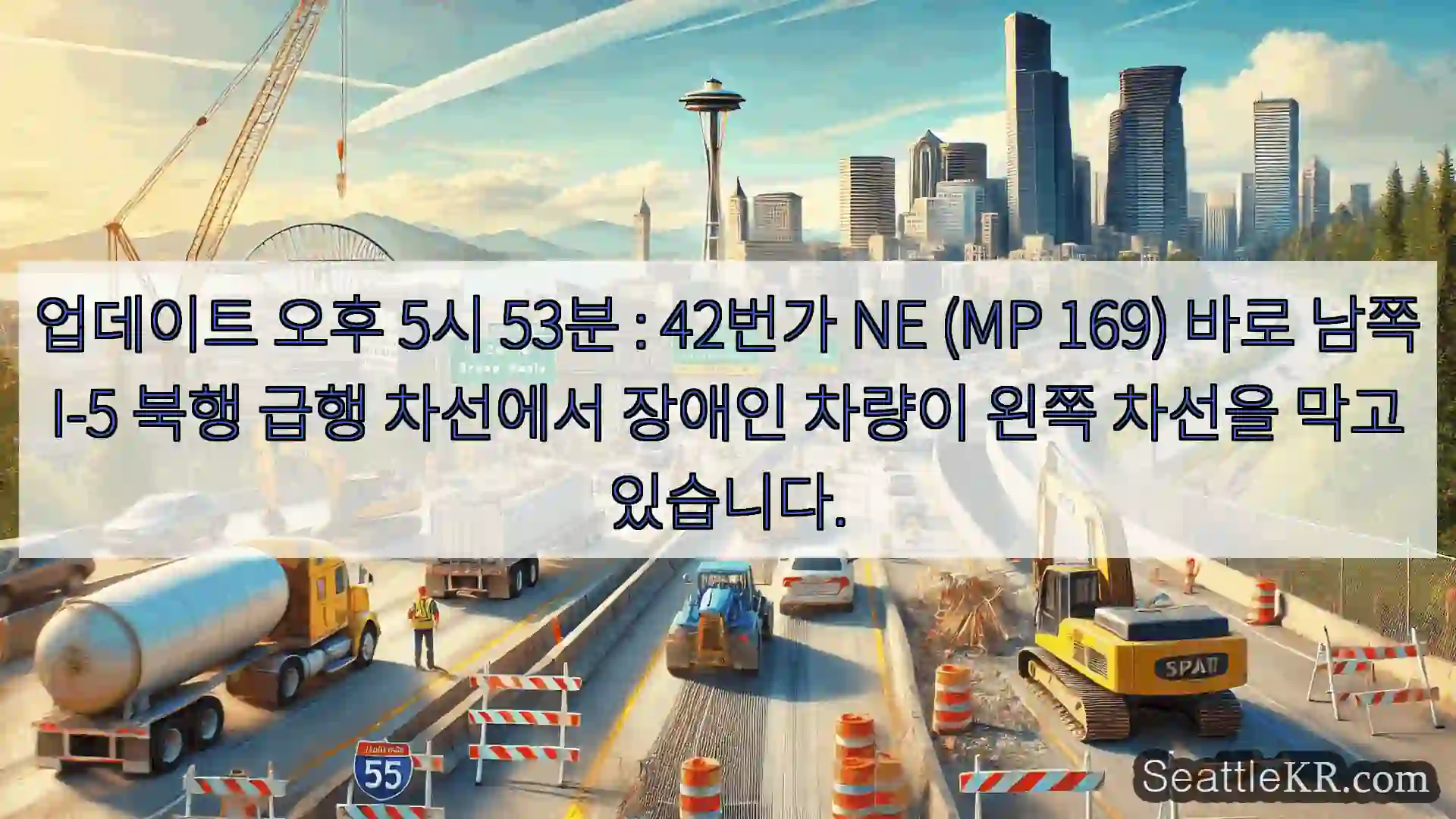 시애틀 교통뉴스 업데이트 오후 5시 53분 : 42번가 NE (MP 169)