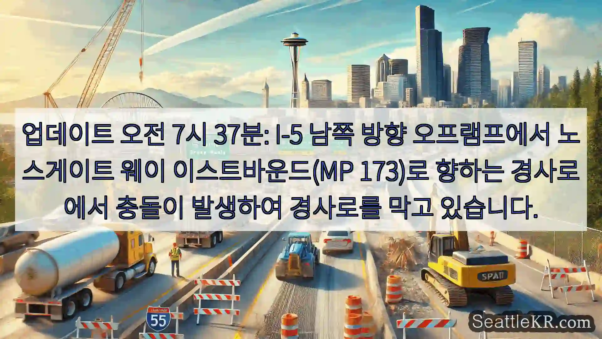 시애틀 교통뉴스 업데이트 오전 7시 37분: I-5 남쪽 방향 오프램프에서