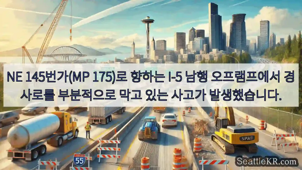 시애틀 교통뉴스 NE 145번가(MP 175)로 향하는 I-5 남행