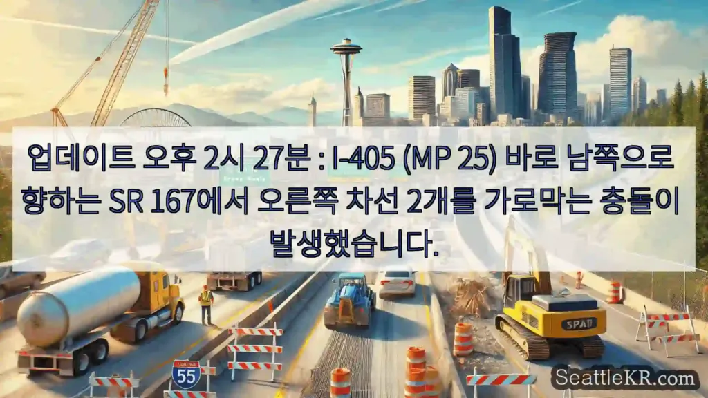 시애틀 교통뉴스 업데이트 오후 2시 27분 : I-405 (MP 25) 바로