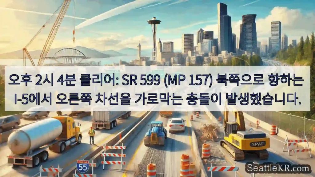 시애틀 교통뉴스 오후 2시 4분 클리어: SR 599 (MP 157) 북쪽으로