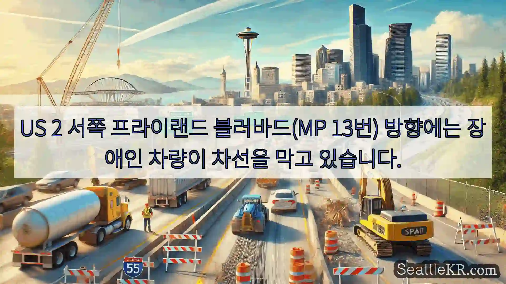 시애틀 교통뉴스 US 2 서쪽 프라이랜드 블러바드(MP 13번) 방향에는