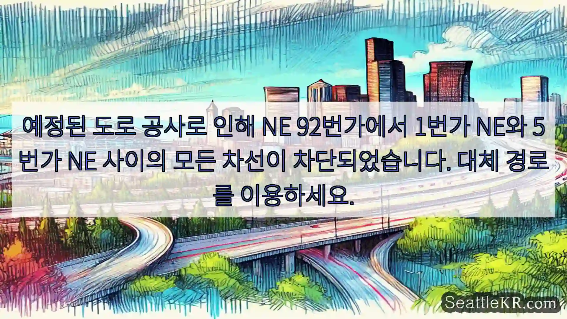 시애틀 교통뉴스 예정된 도로 공사로 인해 NE 92번가에서 1번가 NE와