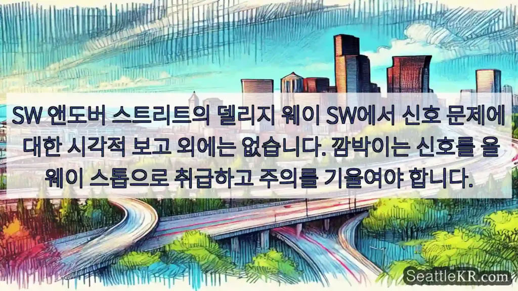 시애틀 교통뉴스 SW 앤도버 스트리트의 델리지 웨이 SW에서 신호 문제에 대한