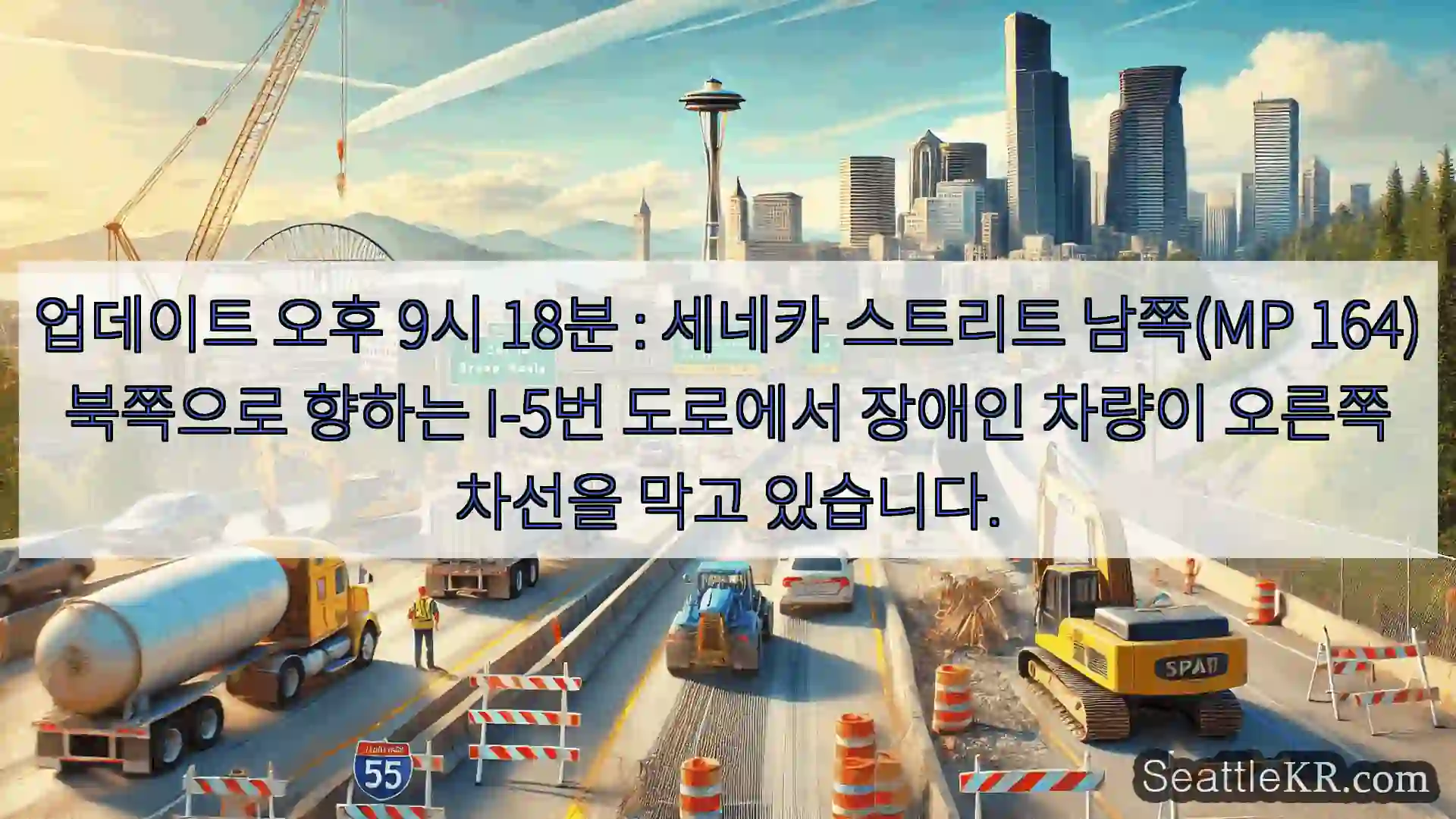 시애틀 교통뉴스 업데이트 오후 9시 18분 : 세네카 스트리트 남쪽(MP